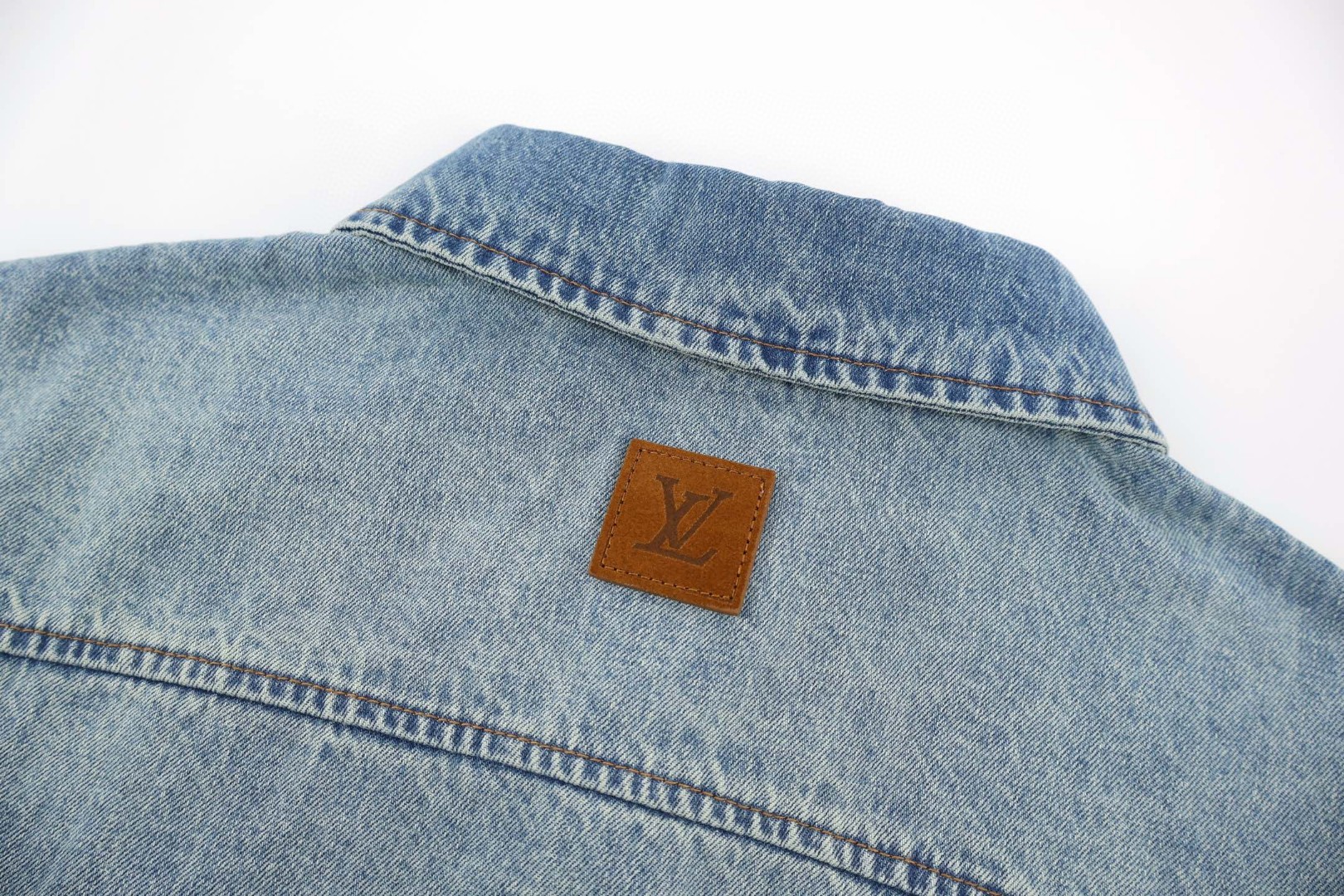 LOUIS VUITTON 路易威登 LV 绣花口袋牛仔衬衫 短袖 外套 蓝色 B5 1AGJOP