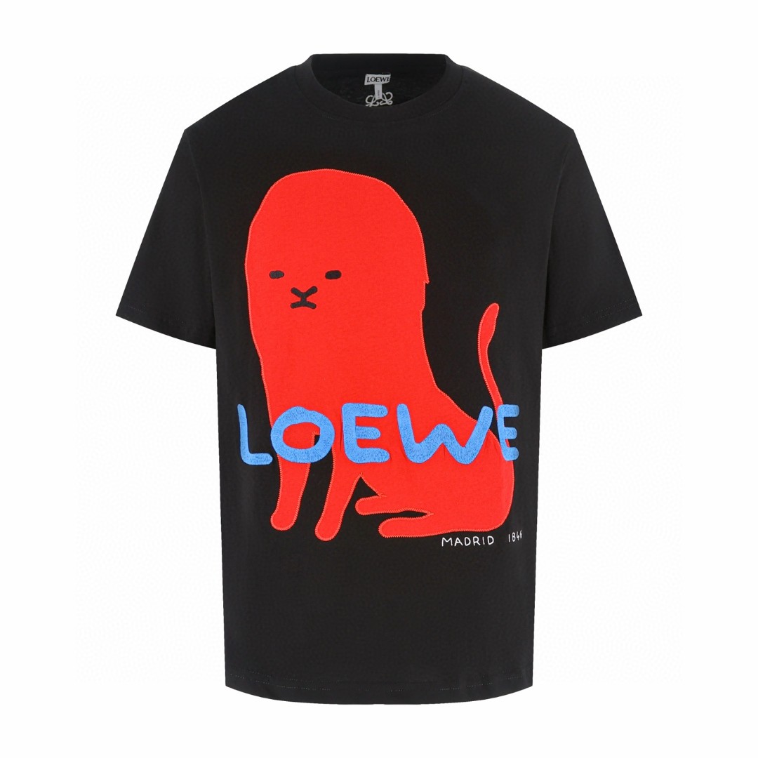 Loewe 罗意威 180周年限定 大怪兽图案圆领短袖 T恤 白色 黑色 A0 S35OY22X03-2100