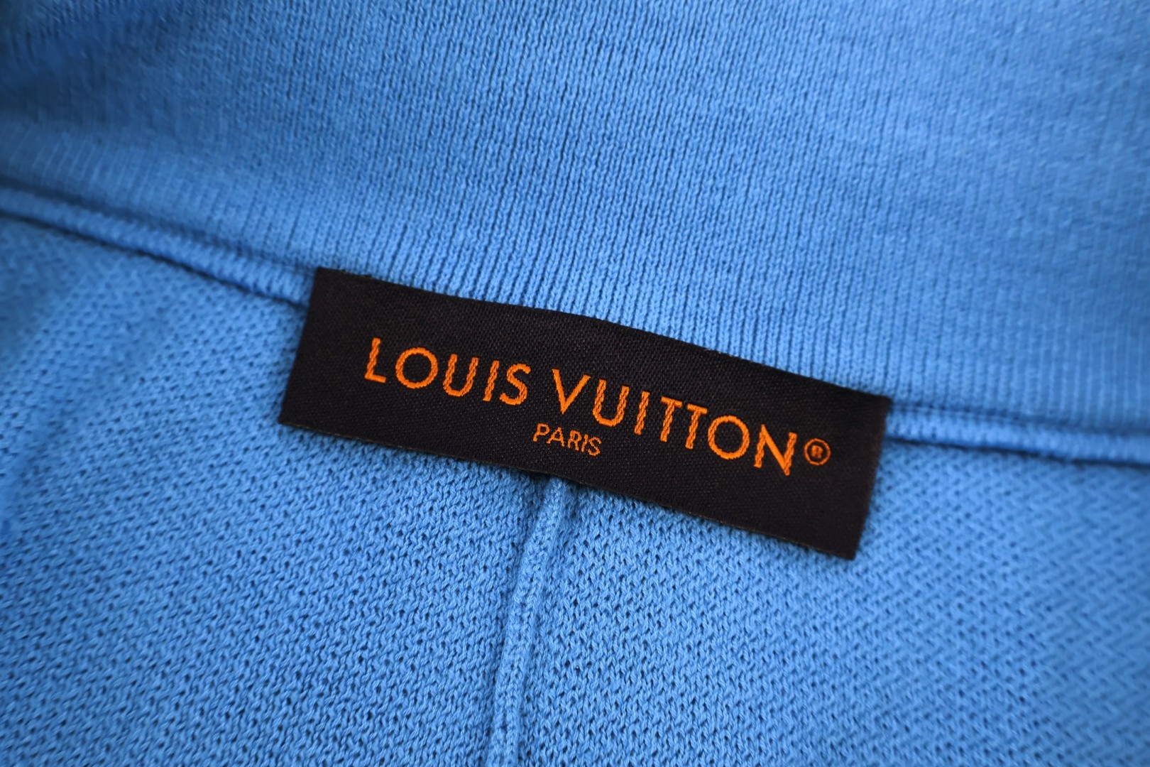 LOUIS VUITTON 路易威登 LV 皮标华夫格抽绳针织短裤 休闲裤 裤子 五分裤 蓝色 B0