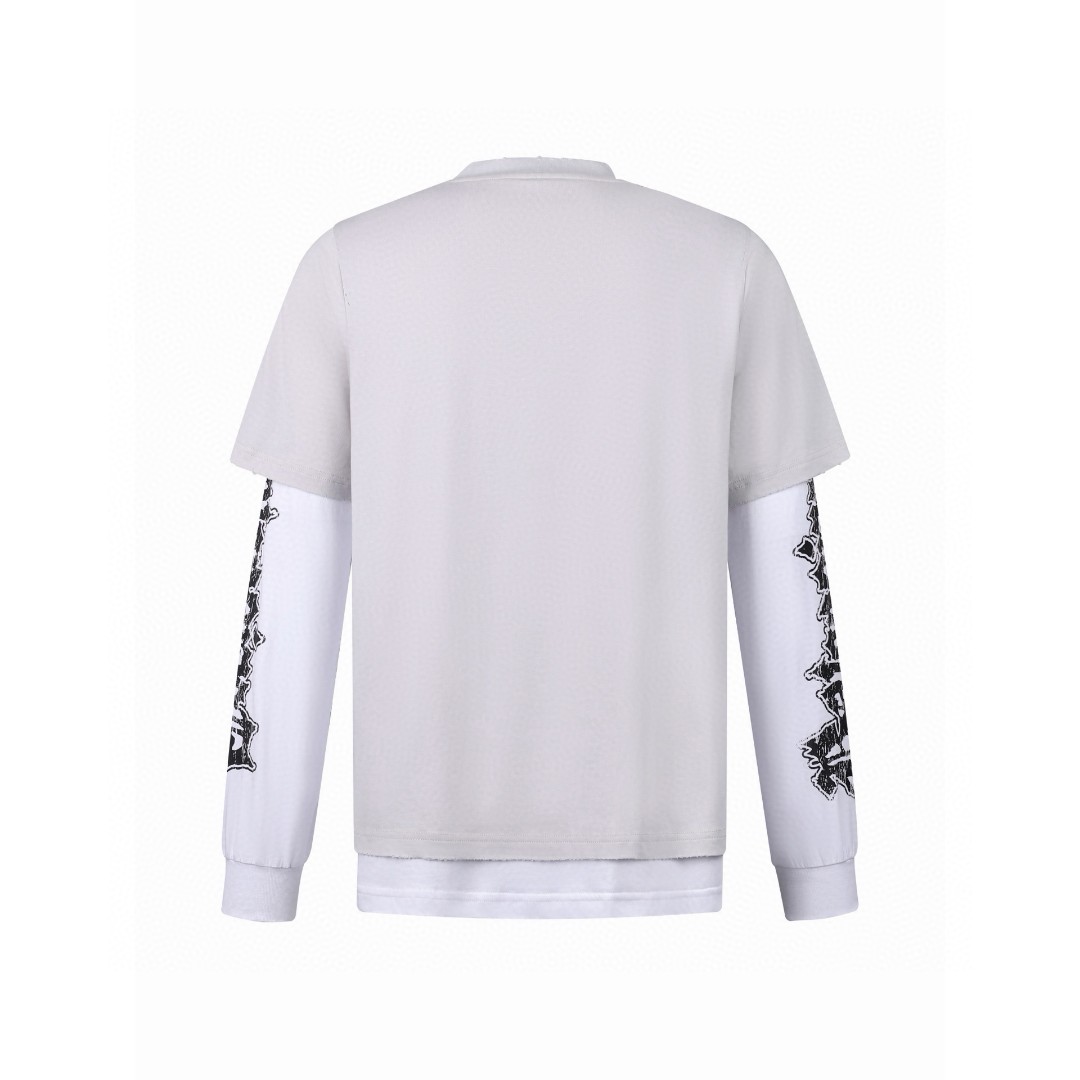 Balenciaga 巴黎世家 假两件刺绣标识T恤 长袖 灰色 A7 871497TUVD51410