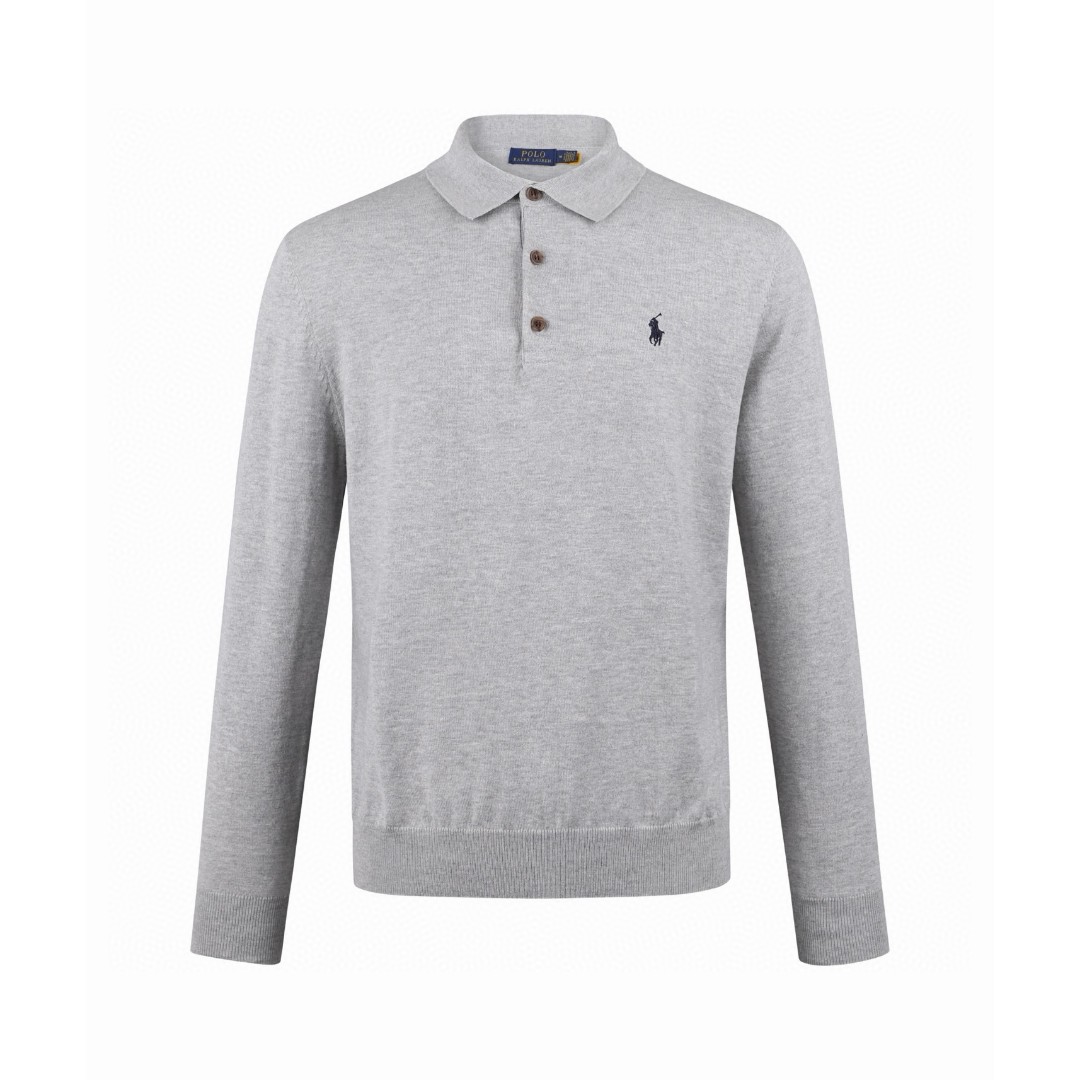 Ralph Lauren 拉夫劳伦 小马刺绣Polo衫 针织衫 长袖 灰色 B0 710P04446-002