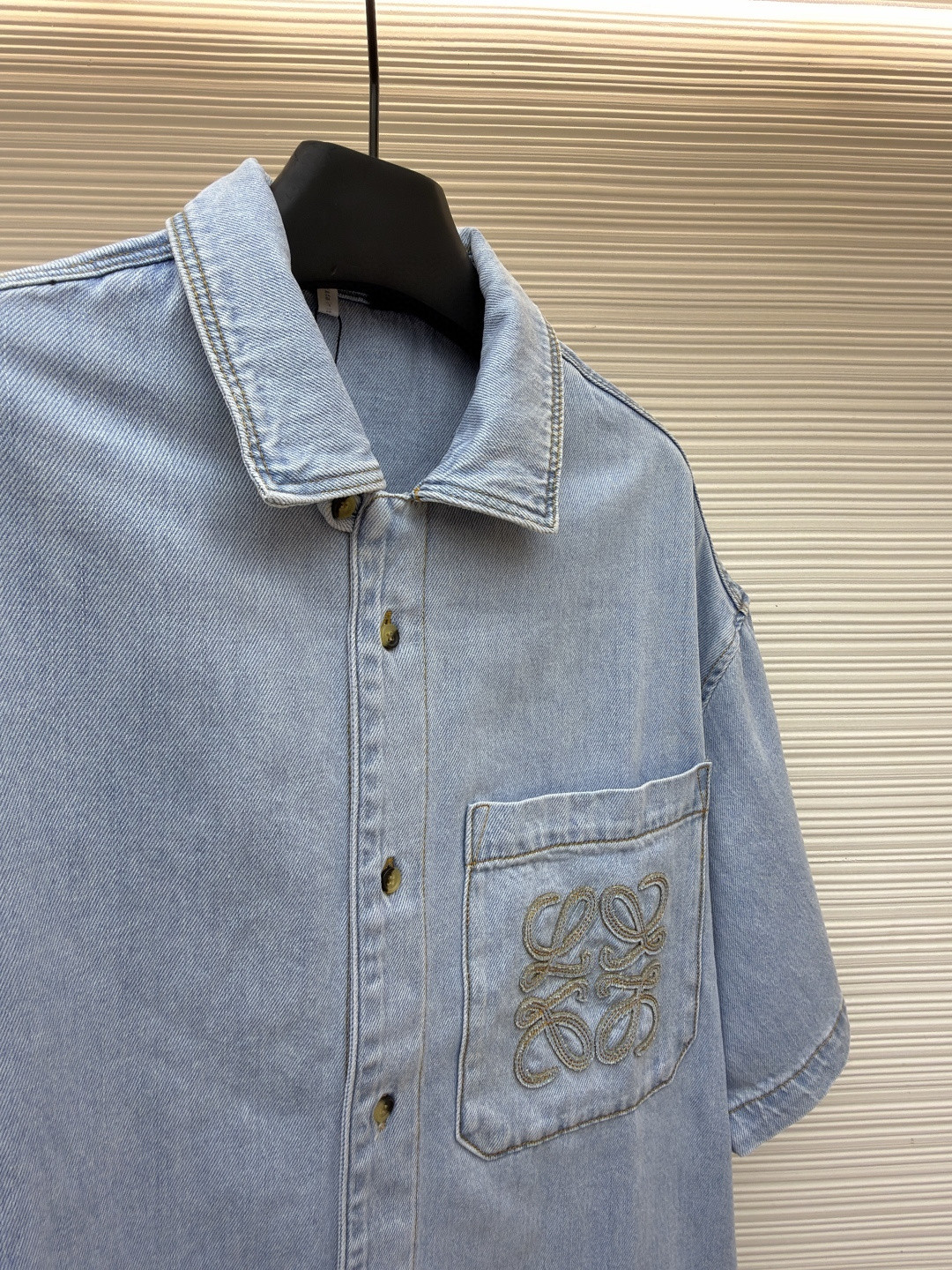 Loewe 罗意威 绣花牛仔衬衫 短袖 外套 夏季 蓝色 B0 H616Y1DX05-8438