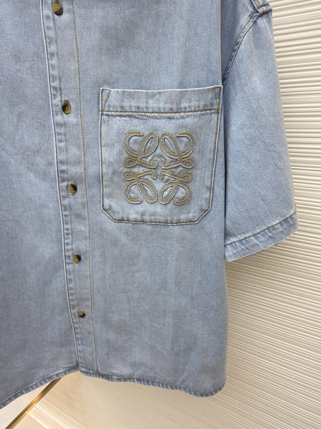 Loewe 罗意威 绣花牛仔衬衫 短袖 外套 夏季 蓝色 B0 H616Y1DX05-8438