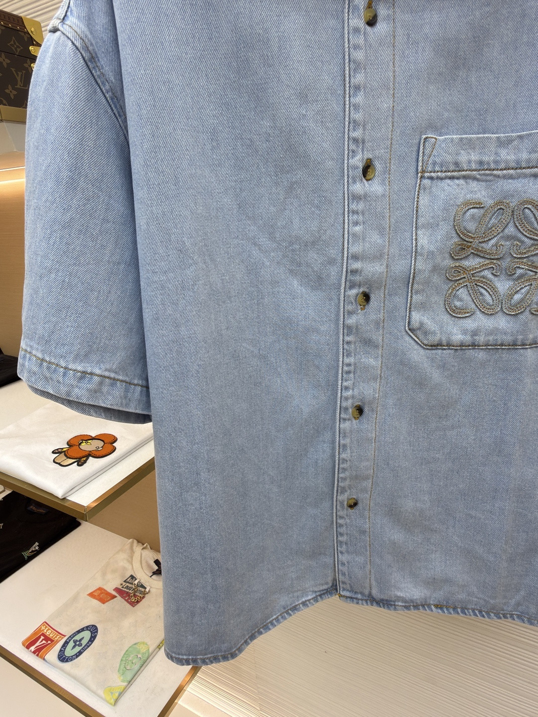 Loewe 罗意威 绣花牛仔衬衫 短袖 外套 夏季 蓝色 B0 H616Y1DX05-8438