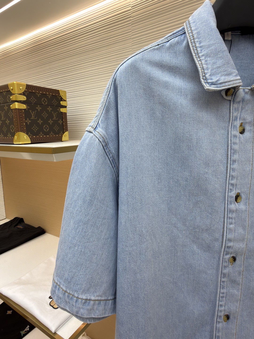 Loewe 罗意威 绣花牛仔衬衫 短袖 外套 夏季 蓝色 B0 H616Y1DX05-8438