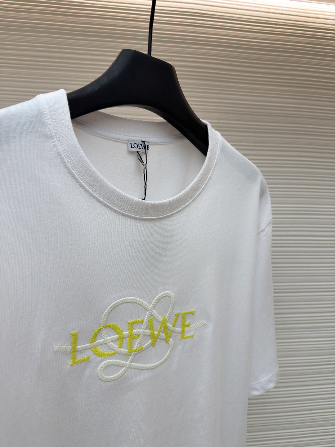 Loewe 罗意威 麻绳刺绣圆领短袖 T恤 白色 藏蓝色 A0