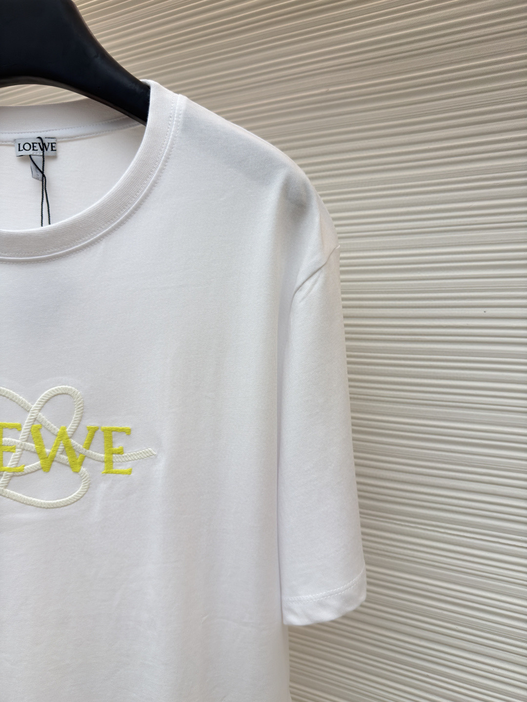 Loewe 罗意威 麻绳刺绣圆领短袖 T恤 白色 藏蓝色 A0