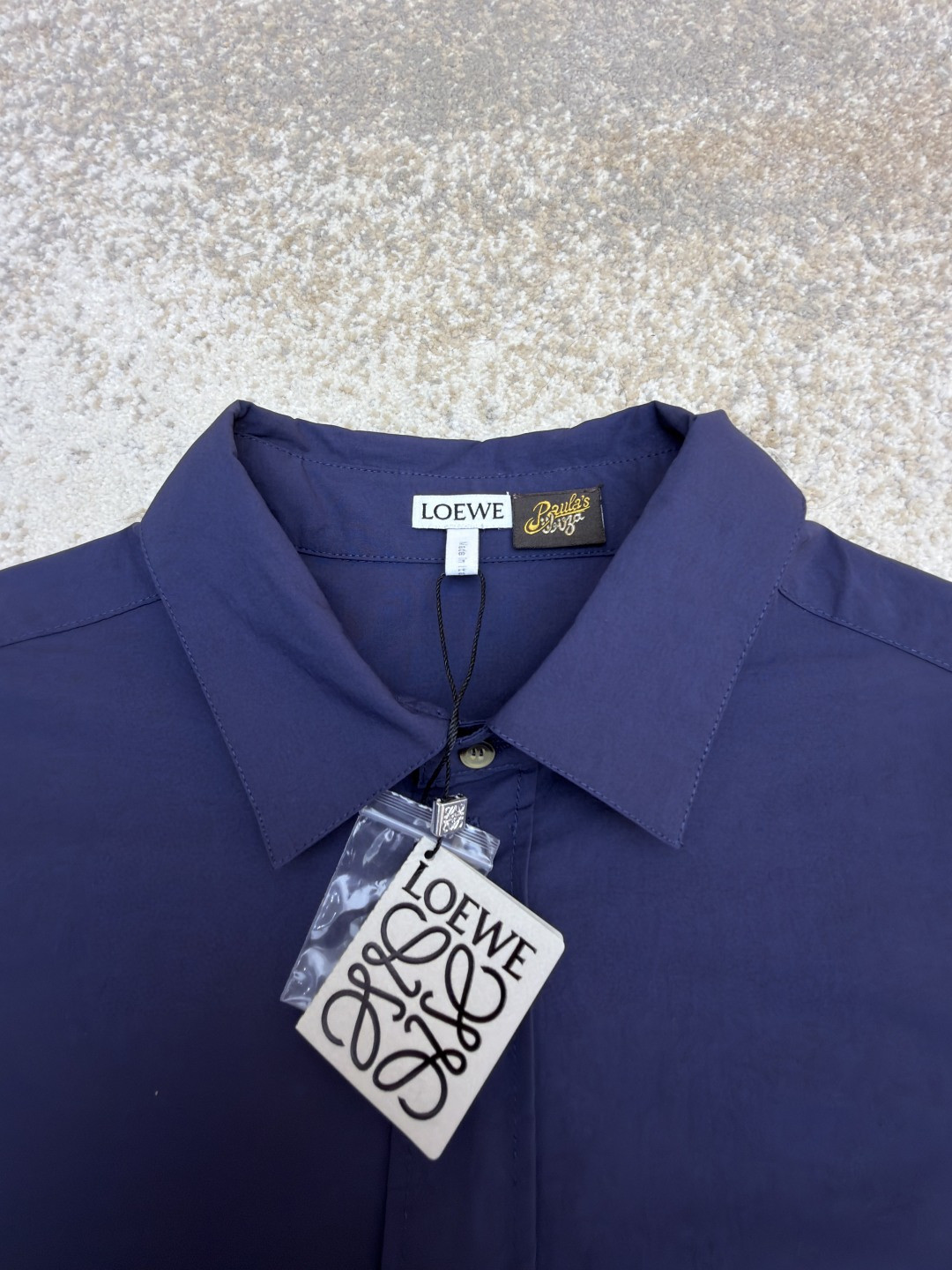Loewe 罗意威 贴袋绣花短袖衬衫 外套 夏季 藏蓝色 B0 H616Y05X93-5110
