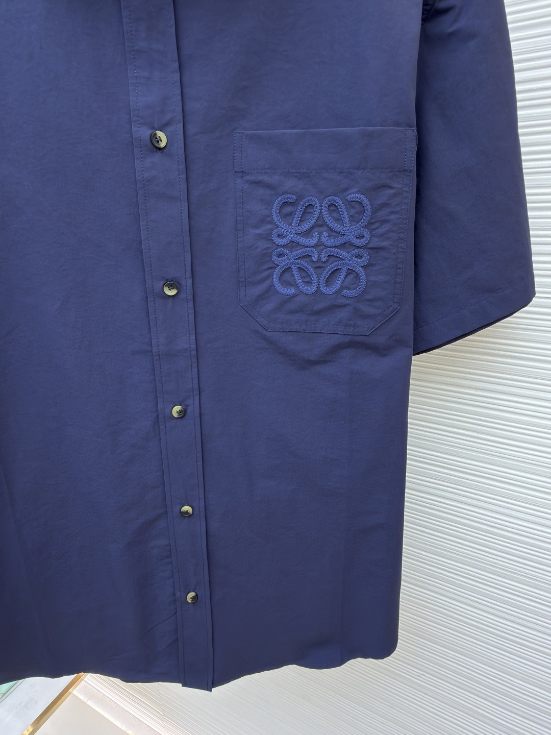 Loewe 罗意威 贴袋绣花短袖衬衫 外套 夏季 藏蓝色 B0 H616Y05X93-5110
