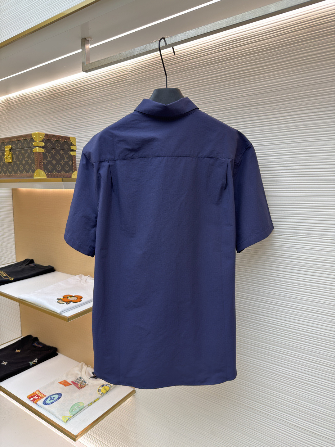 Loewe 罗意威 贴袋绣花短袖衬衫 外套 夏季 藏蓝色 B0 H616Y05X93-5110