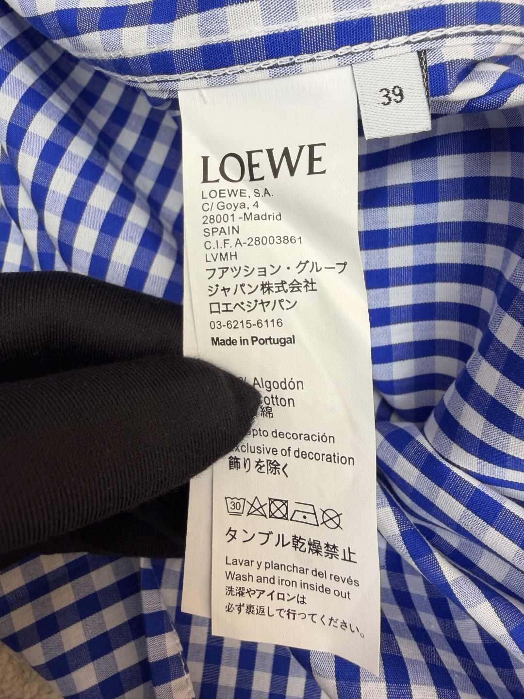 Loewe 罗意威 刺绣格纹短袖衬衫 外套 夏季 蓝色 B0 H616Y05XA3-5102