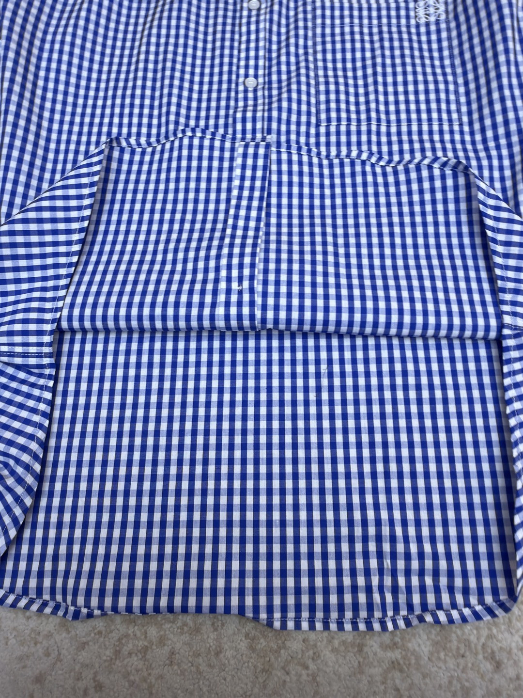 Loewe 罗意威 刺绣格纹短袖衬衫 外套 夏季 蓝色 B0 H616Y05XA3-5102