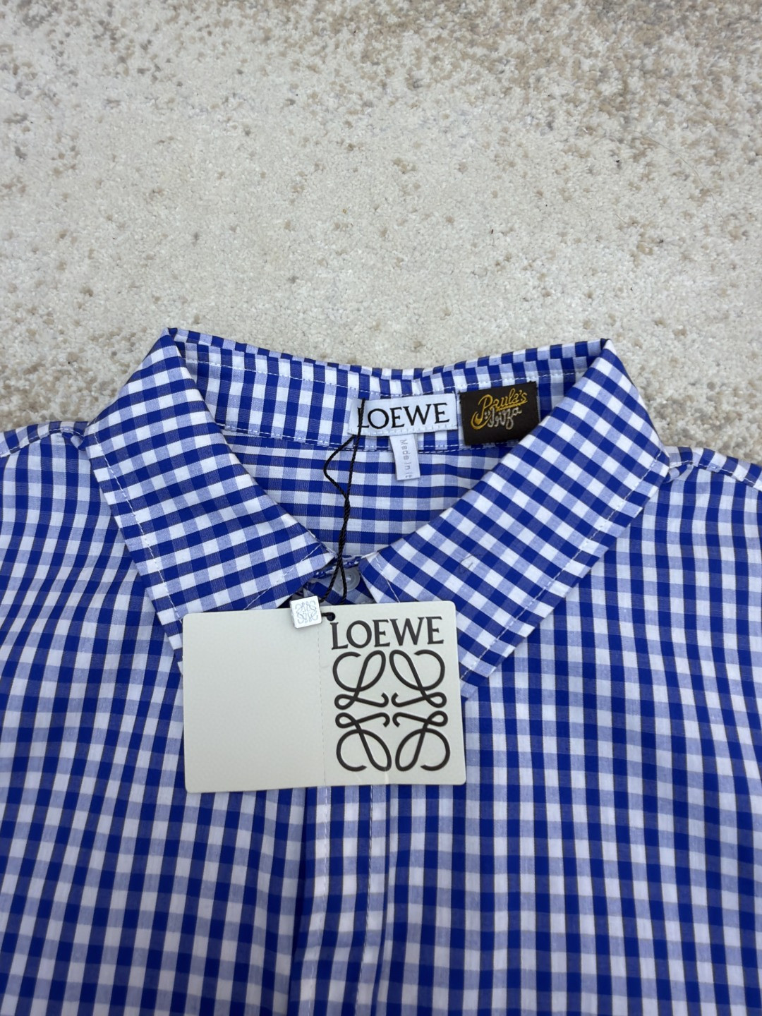 Loewe 罗意威 刺绣格纹短袖衬衫 外套 夏季 蓝色 B0 H616Y05XA3-5102