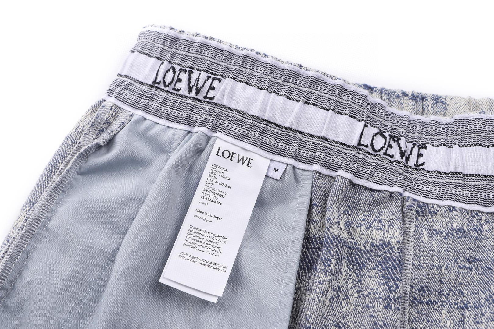 Loewe 罗意威 纹理提花刺绣丹宁布牛仔短裤 休闲裤 七分裤 裤子 杏色 蓝色 B0 H616Y1AX38-2150