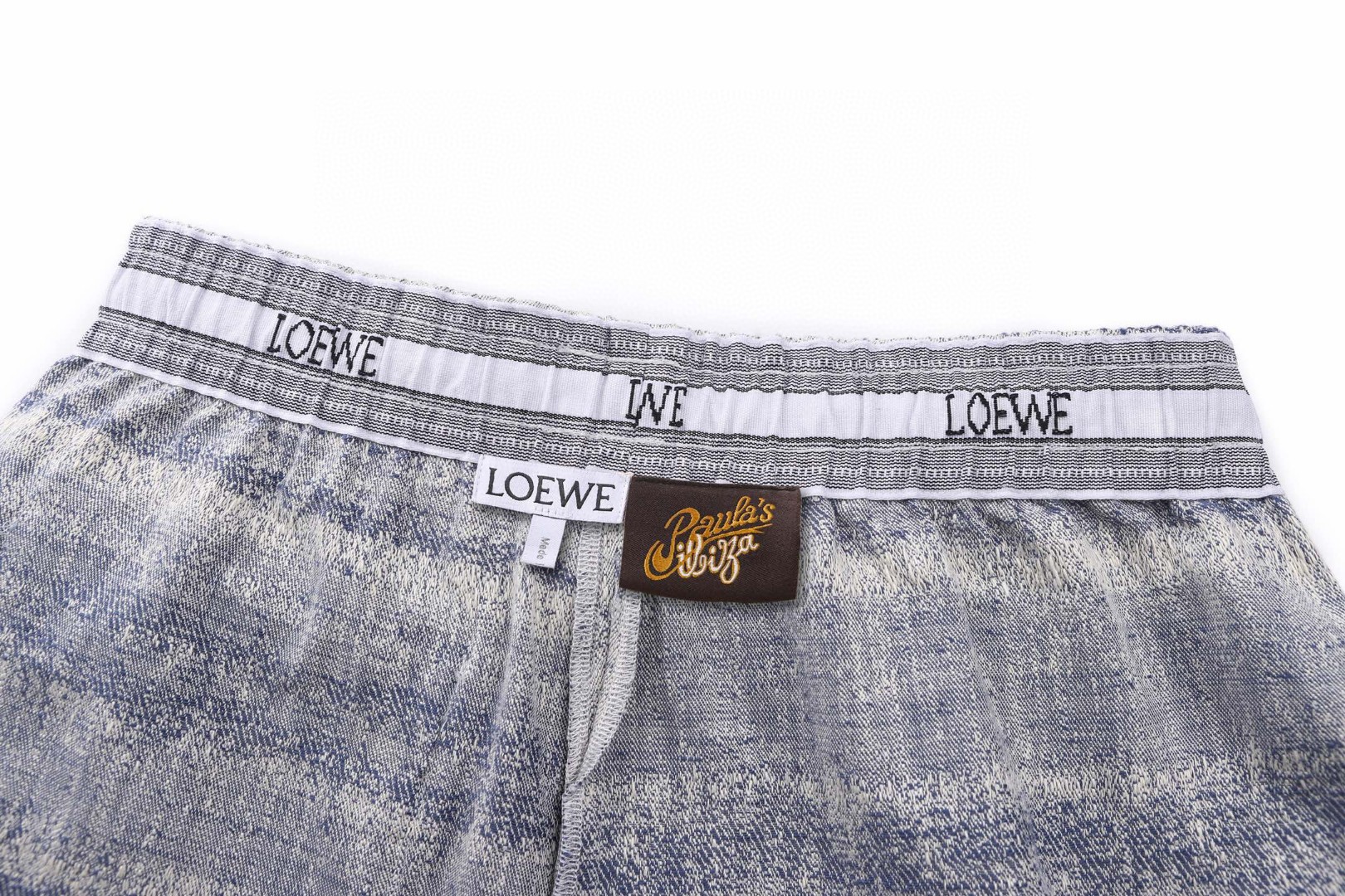 Loewe 罗意威 纹理提花刺绣丹宁布牛仔短裤 休闲裤 七分裤 裤子 杏色 蓝色 B0 H616Y1AX38-2150