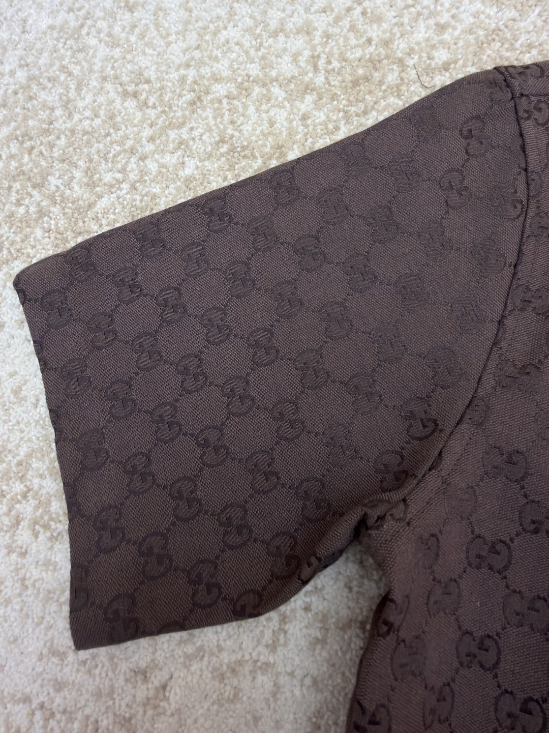 GUCCI 古驰 提花满印短袖衬衫 外套 夏季 棕色 黑色 B0