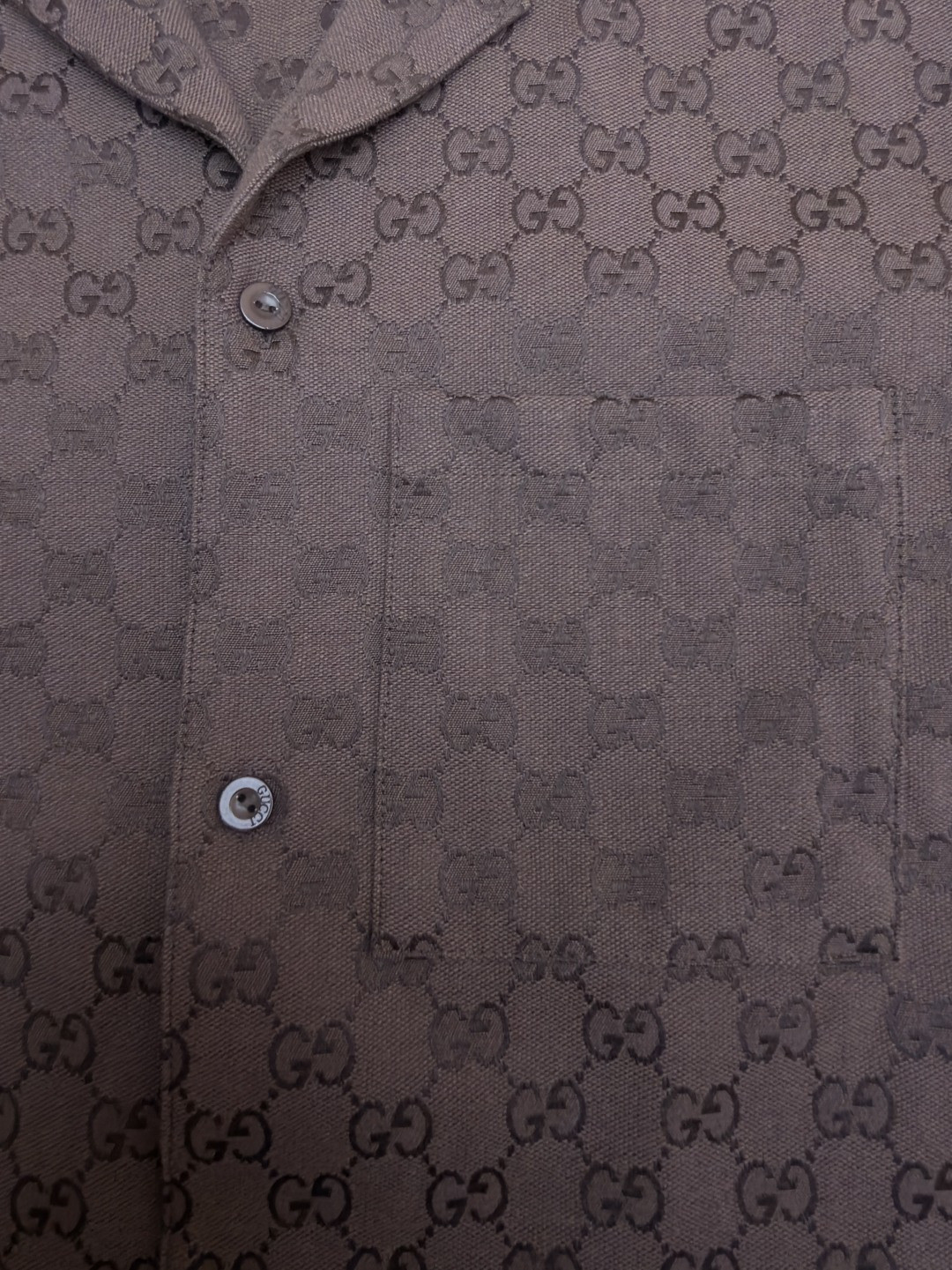 GUCCI 古驰 提花满印短袖衬衫 外套 夏季 棕色 黑色 B0