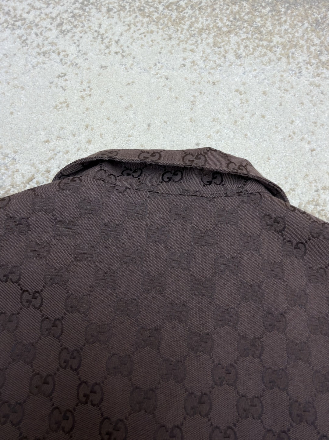 GUCCI 古驰 提花满印短袖衬衫 外套 夏季 棕色 黑色 B0