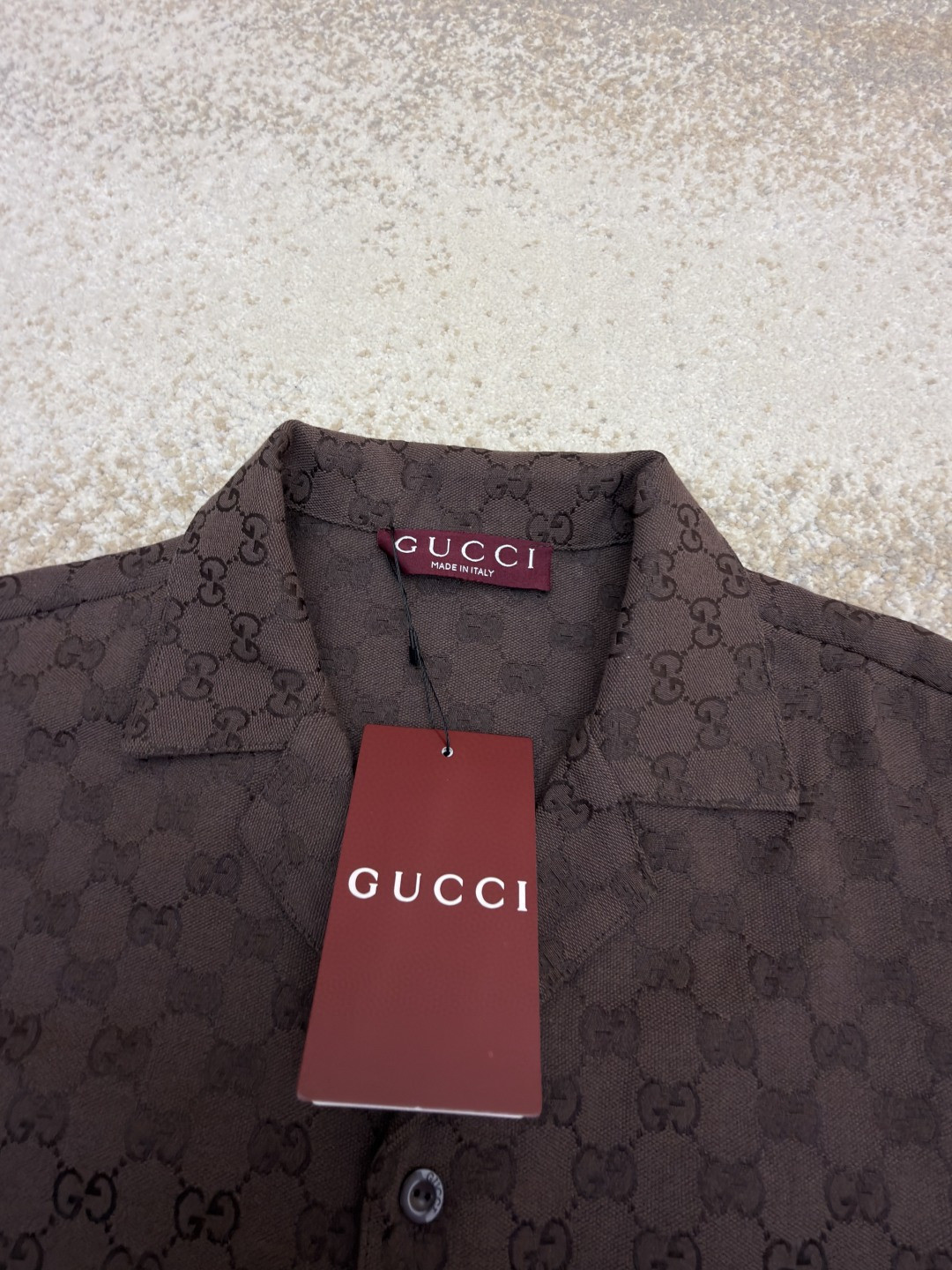 GUCCI 古驰 提花满印短袖衬衫 外套 夏季 棕色 黑色 B0