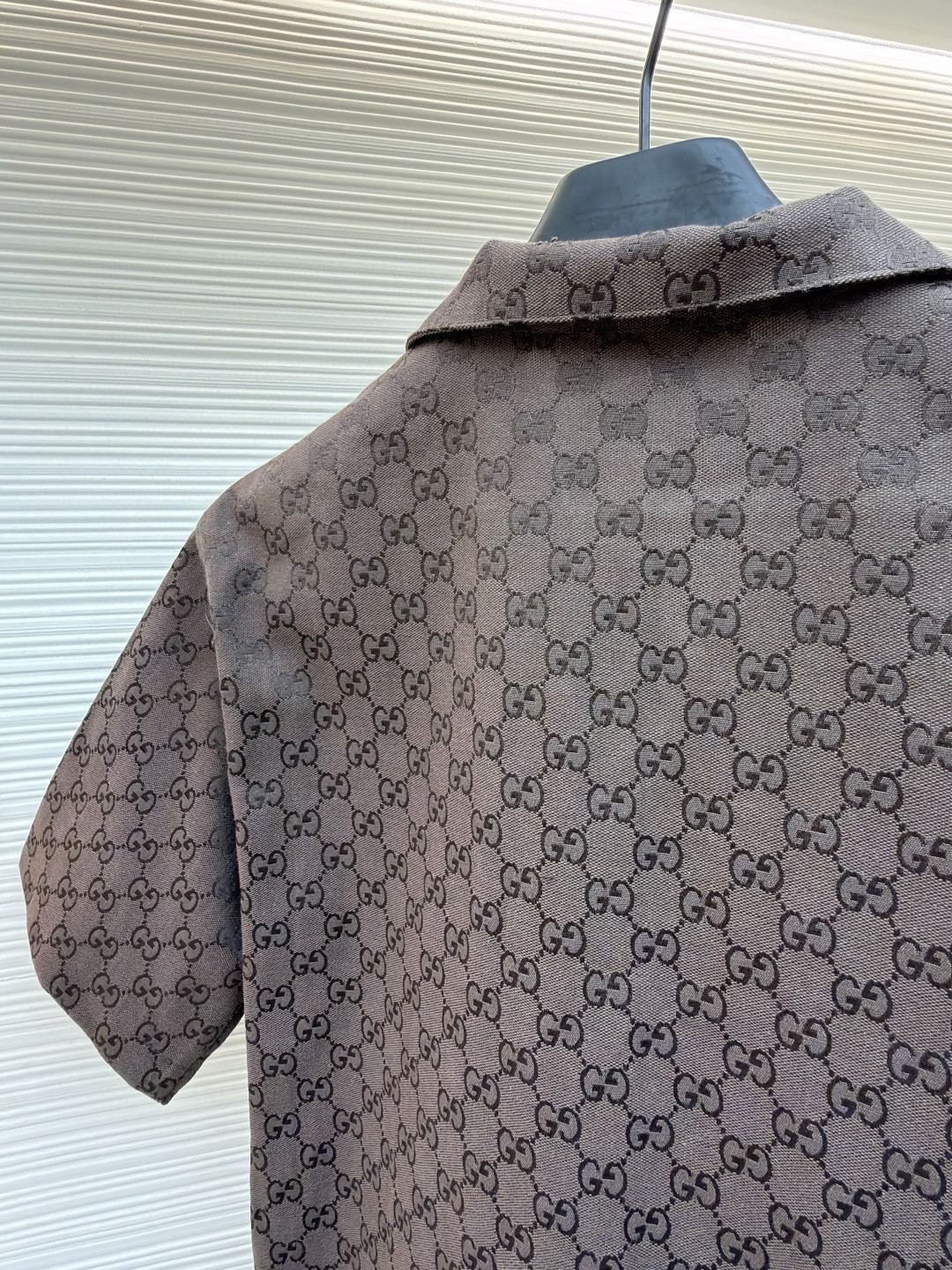 GUCCI 古驰 提花满印短袖衬衫 外套 夏季 棕色 黑色 B0