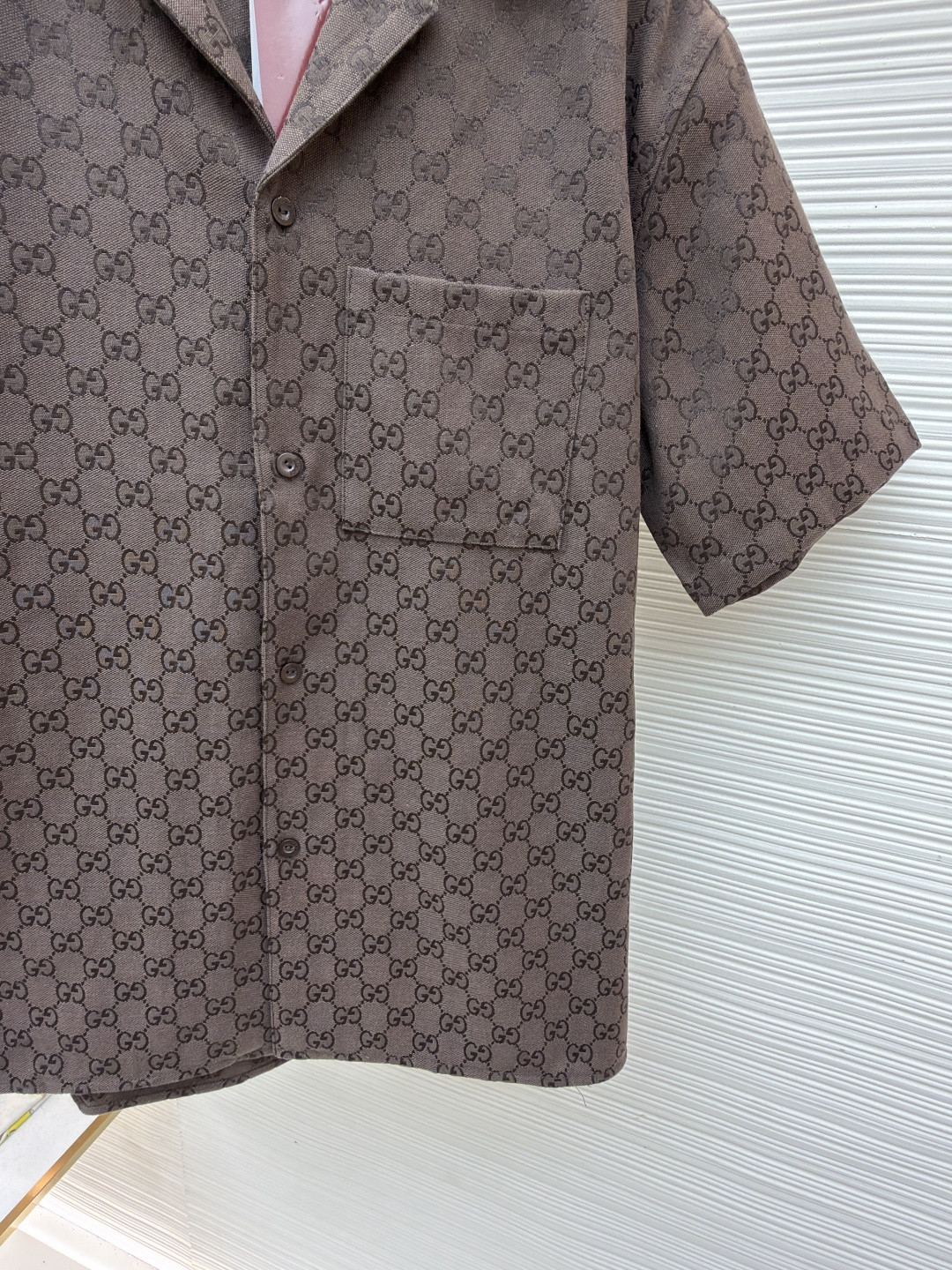 GUCCI 古驰 提花满印短袖衬衫 外套 夏季 棕色 黑色 B0