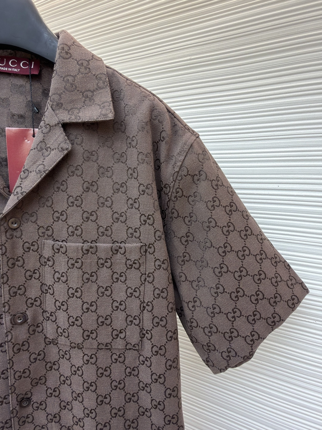 GUCCI 古驰 提花满印短袖衬衫 外套 夏季 棕色 黑色 B0