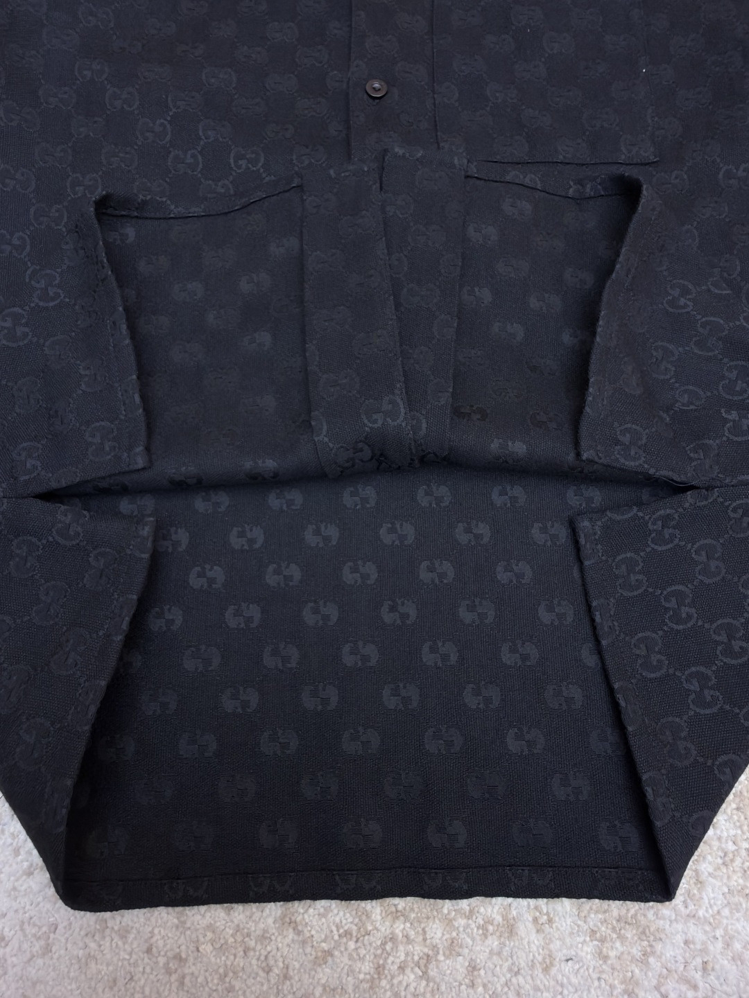 GUCCI 古驰 提花满印短袖衬衫 外套 夏季 棕色 黑色 B0