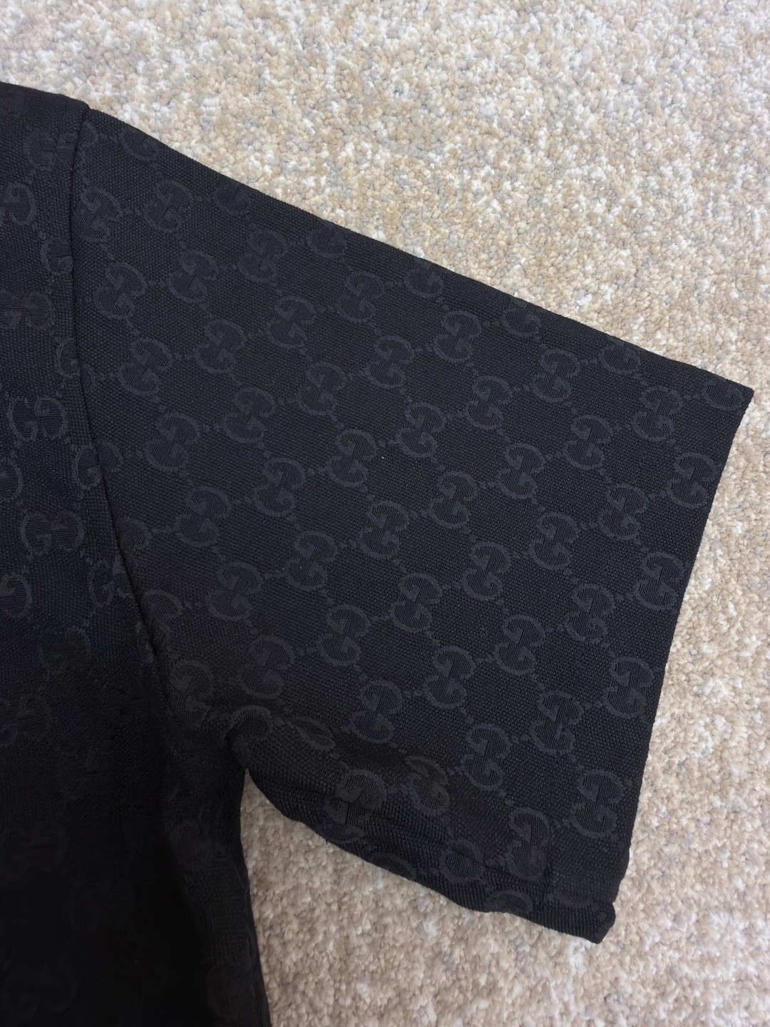 GUCCI 古驰 提花满印短袖衬衫 外套 夏季 棕色 黑色 B0