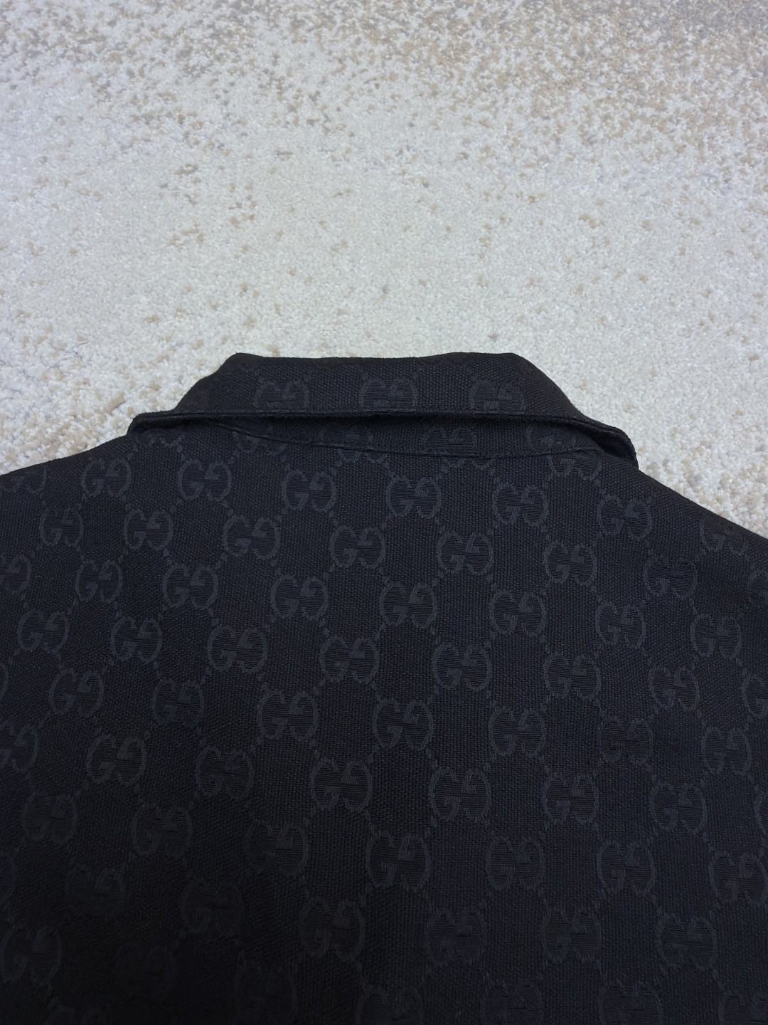 GUCCI 古驰 提花满印短袖衬衫 外套 夏季 棕色 黑色 B0