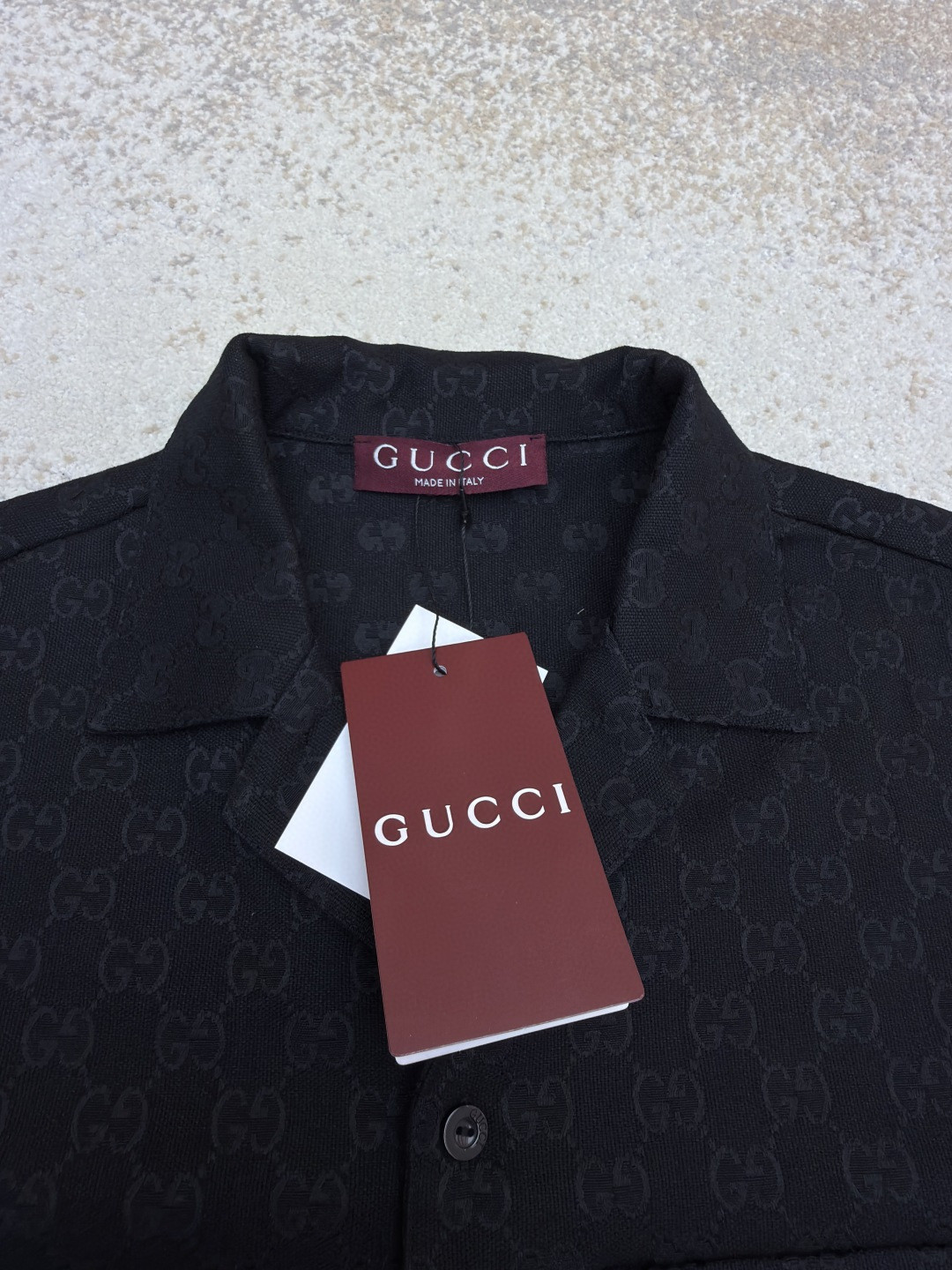 GUCCI 古驰 提花满印短袖衬衫 外套 夏季 棕色 黑色 B0