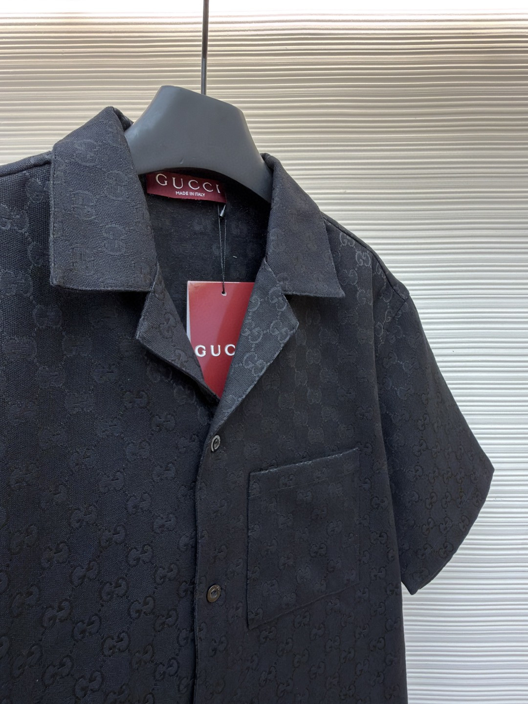 GUCCI 古驰 提花满印短袖衬衫 外套 夏季 棕色 黑色 B0