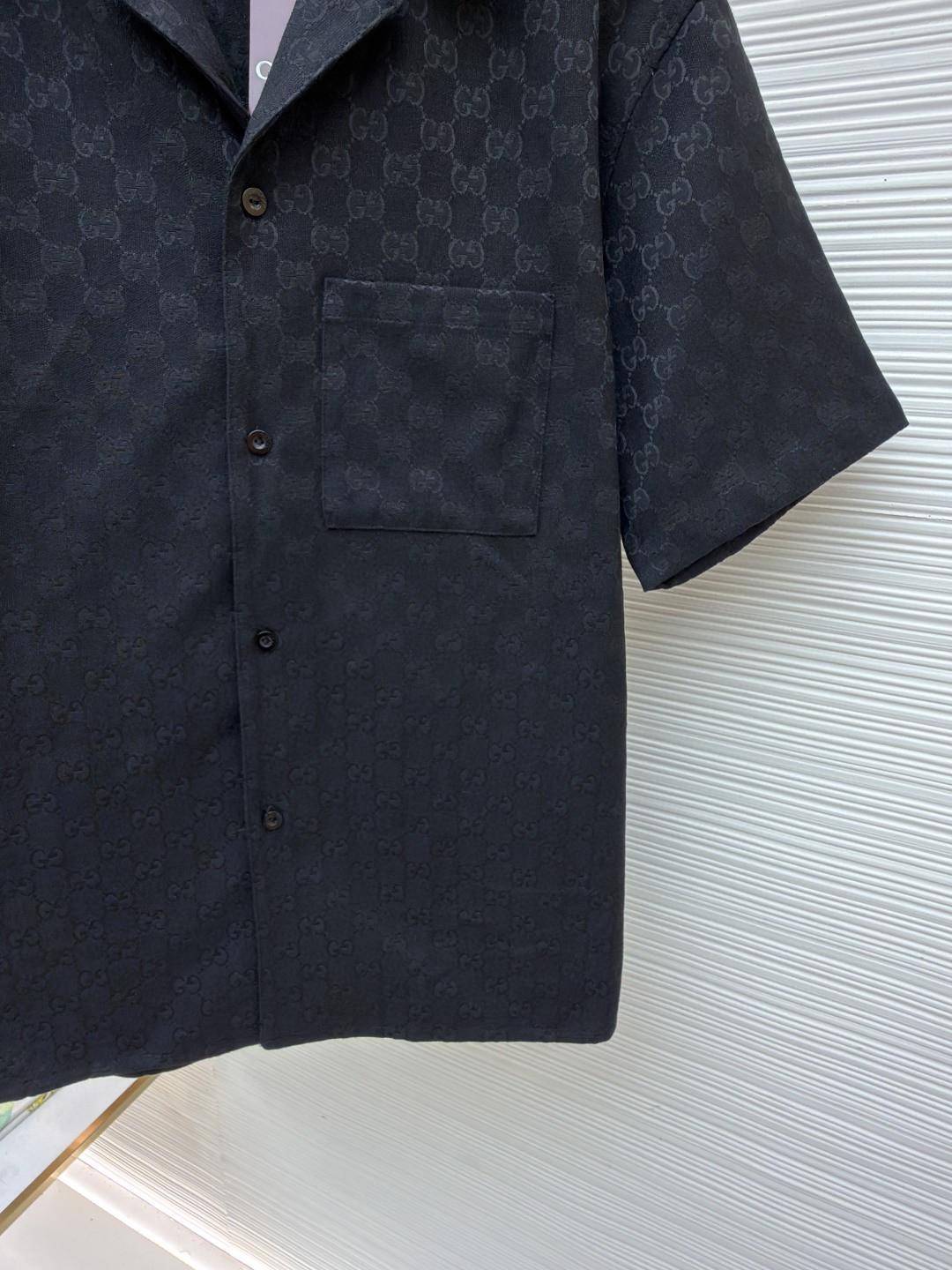 GUCCI 古驰 提花满印短袖衬衫 外套 夏季 棕色 黑色 B0