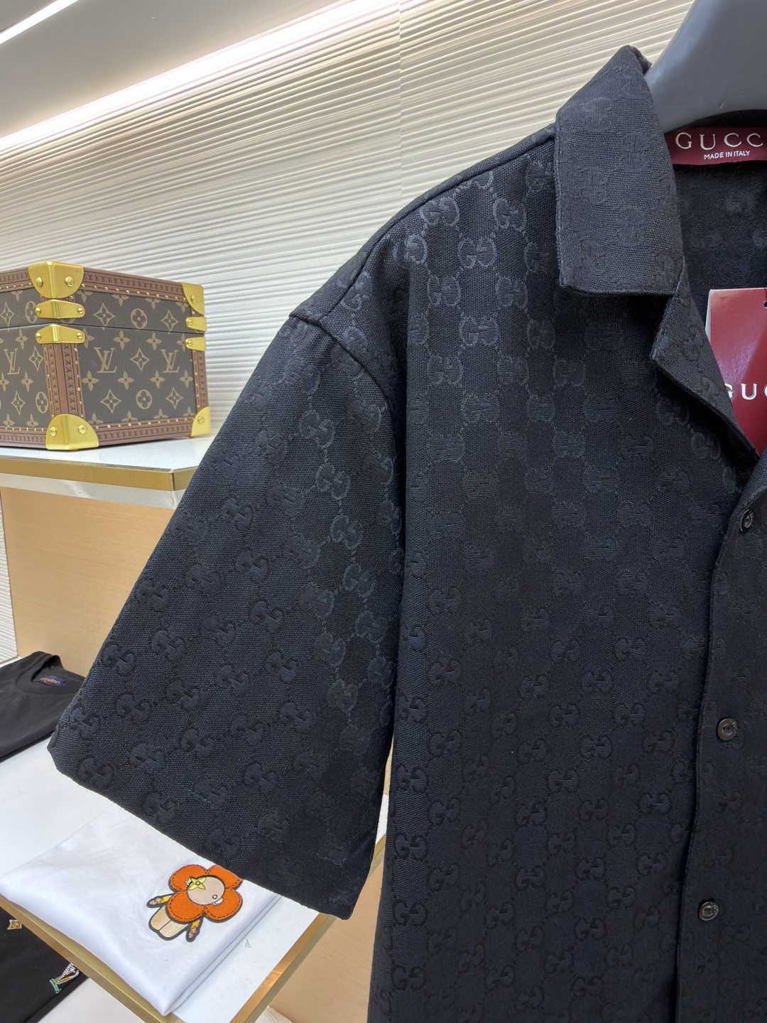 GUCCI 古驰 提花满印短袖衬衫 外套 夏季 棕色 黑色 B0