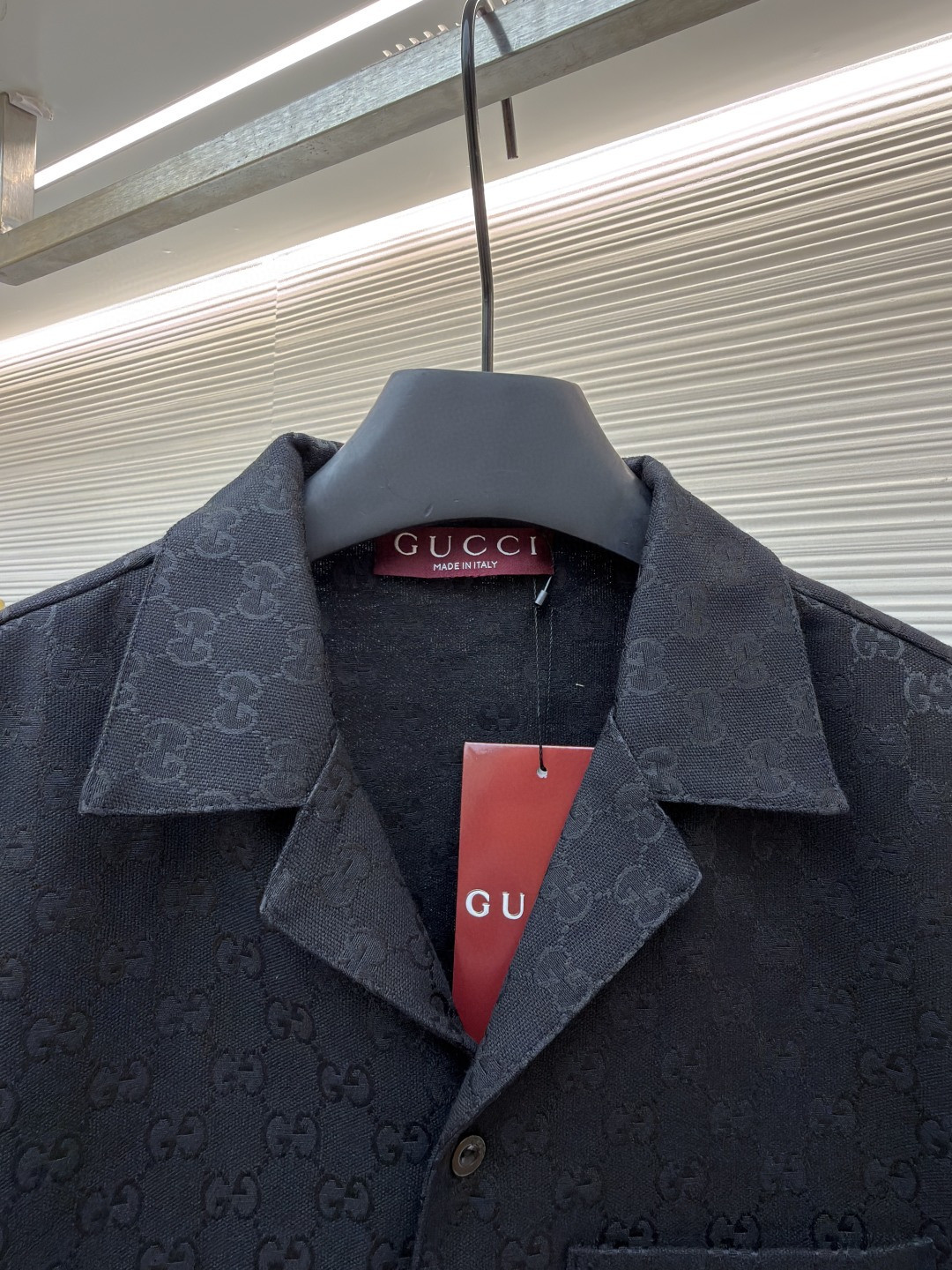 GUCCI 古驰 提花满印短袖衬衫 外套 夏季 棕色 黑色 B0