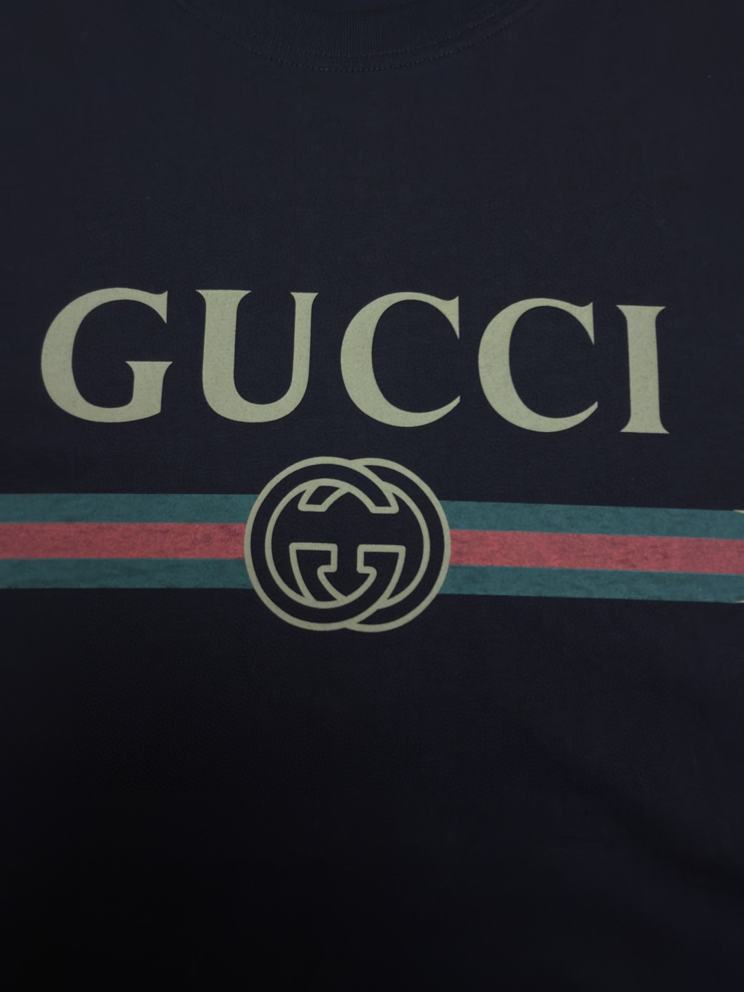 GUCCI 古驰 黑标红绿条圆领短袖 T恤 夏季 白色 黑色 A0 