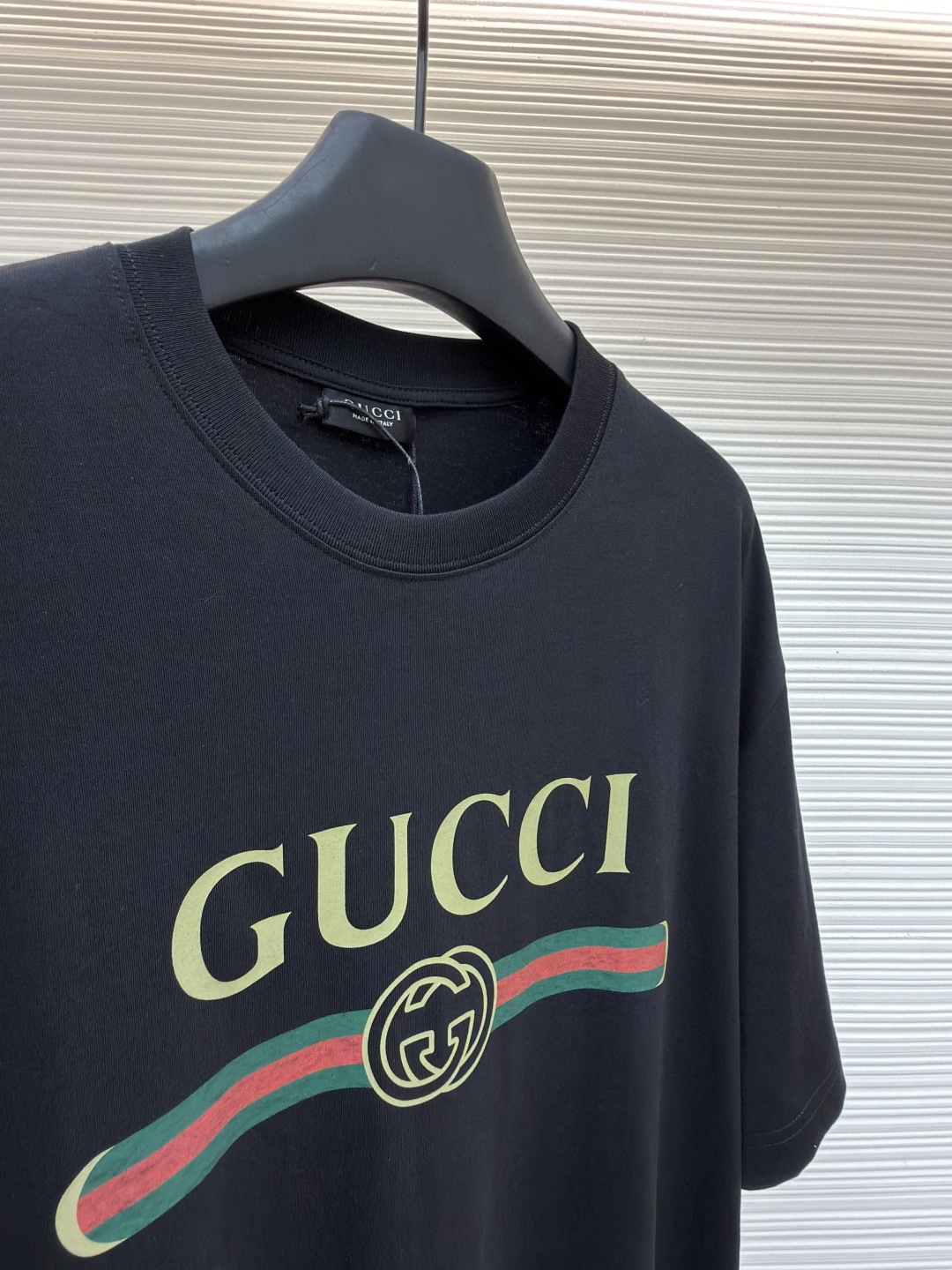 GUCCI 古驰 黑标红绿条圆领短袖 T恤 夏季 白色 黑色 A0 