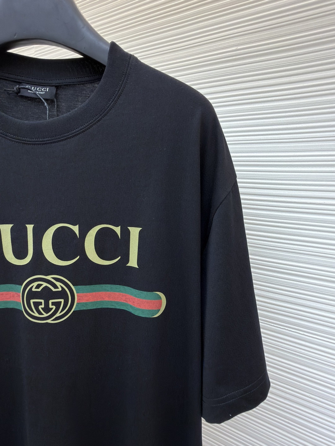 GUCCI 古驰 黑标红绿条圆领短袖 T恤 夏季 白色 黑色 A0 
