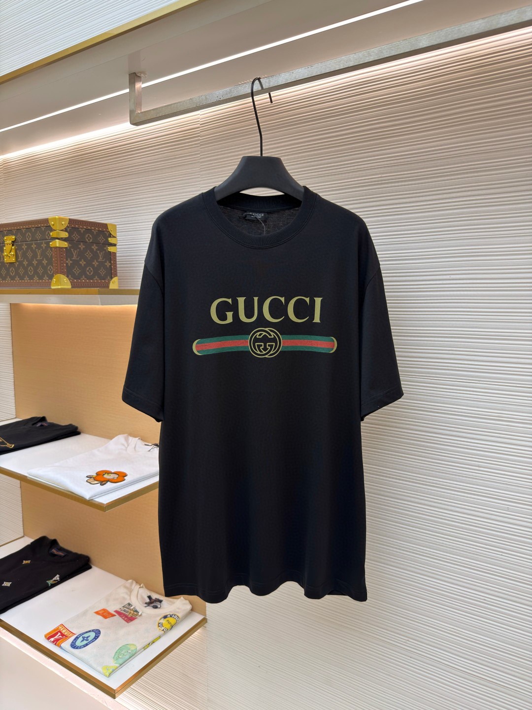 GUCCI 古驰 黑标红绿条圆领短袖 T恤 夏季 白色 黑色 A0 