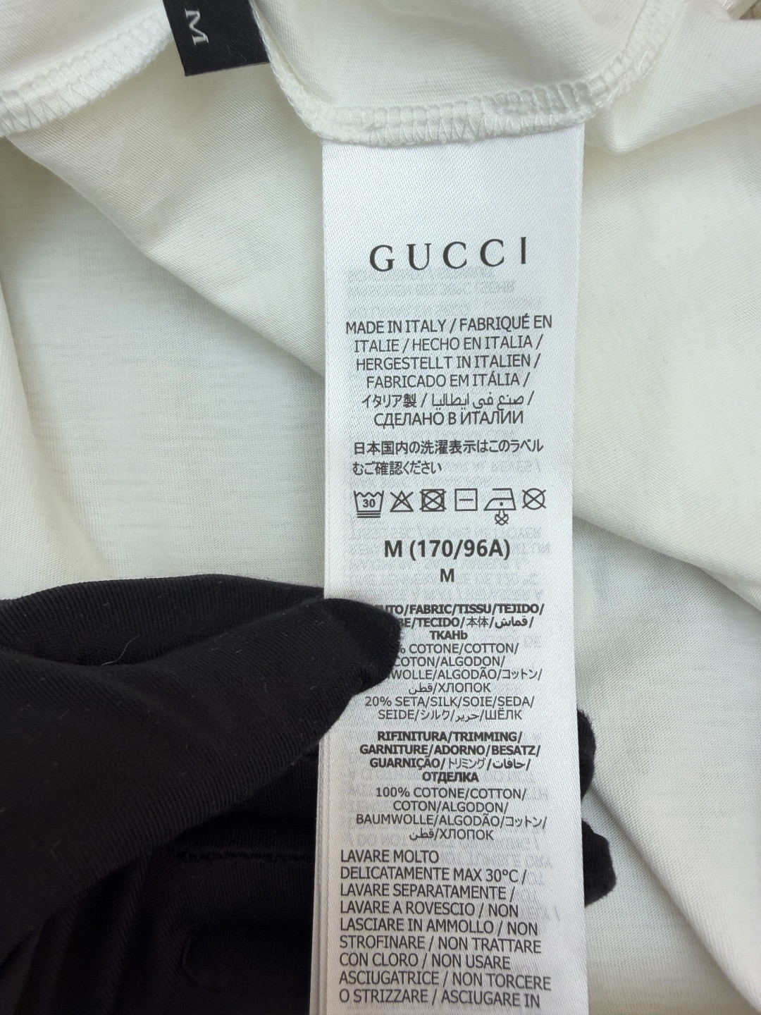 GUCCI 古驰 黑标红绿条圆领短袖 T恤 夏季 白色 黑色 A0 