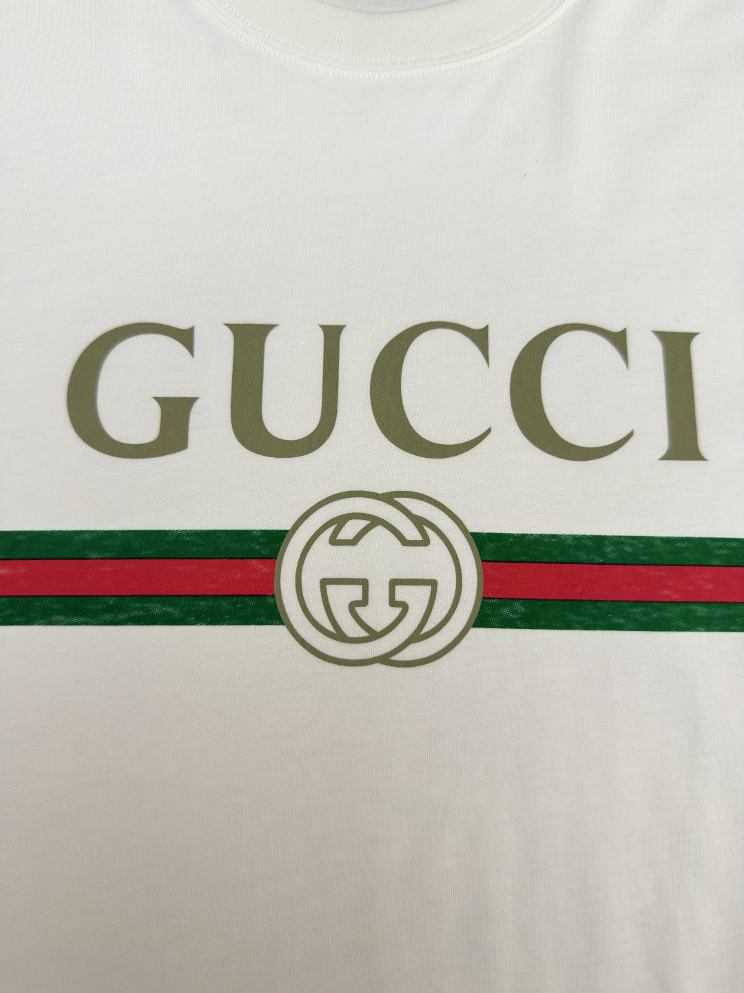 GUCCI 古驰 黑标红绿条圆领短袖 T恤 夏季 白色 黑色 A0 