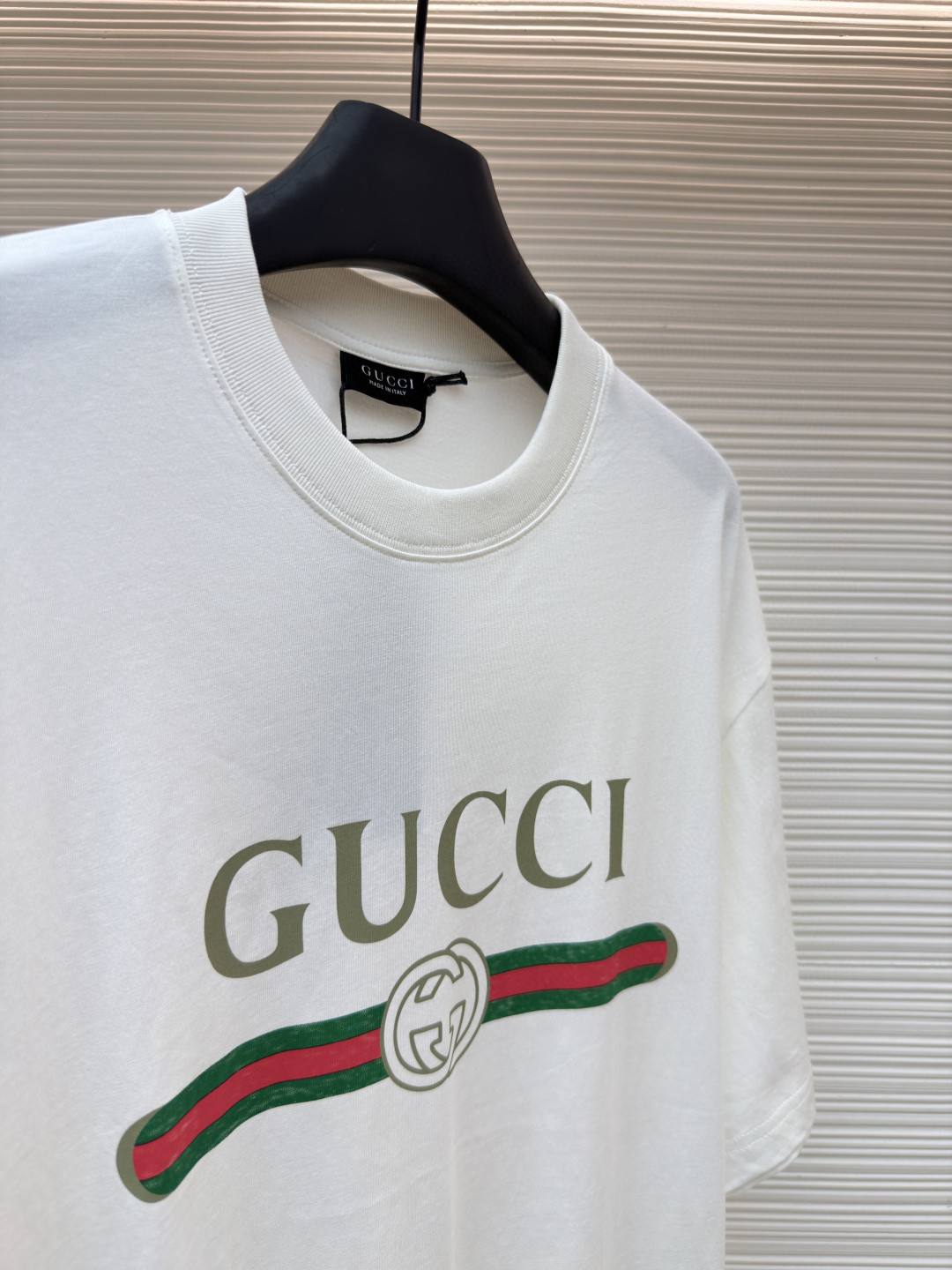 GUCCI 古驰 黑标红绿条圆领短袖 T恤 夏季 白色 黑色 A0 