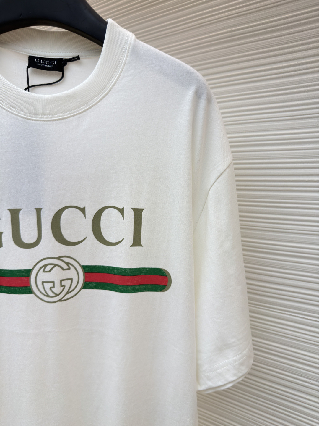 GUCCI 古驰 黑标红绿条圆领短袖 T恤 夏季 白色 黑色 A0 