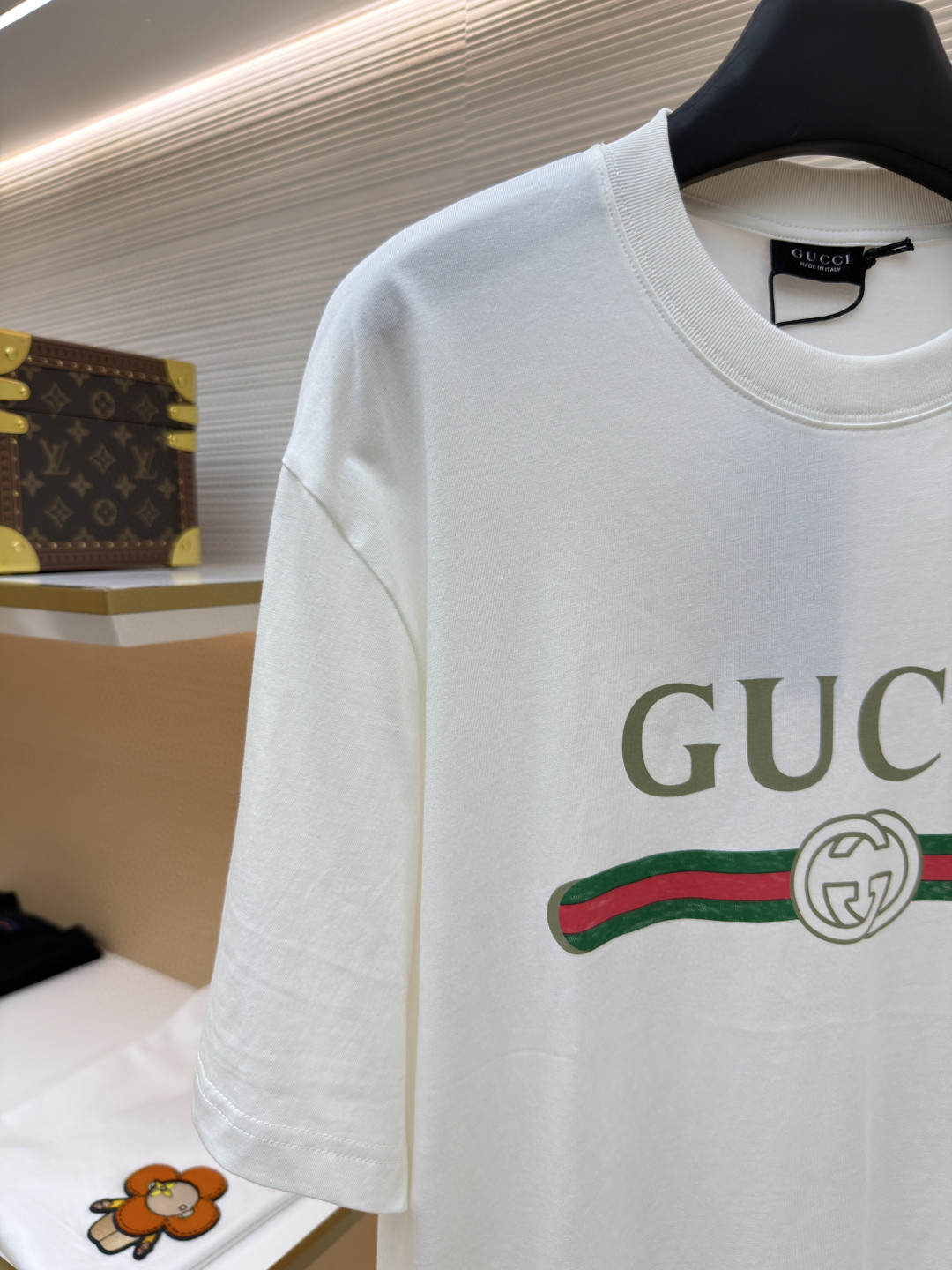 GUCCI 古驰 黑标红绿条圆领短袖 T恤 夏季 白色 黑色 A0 