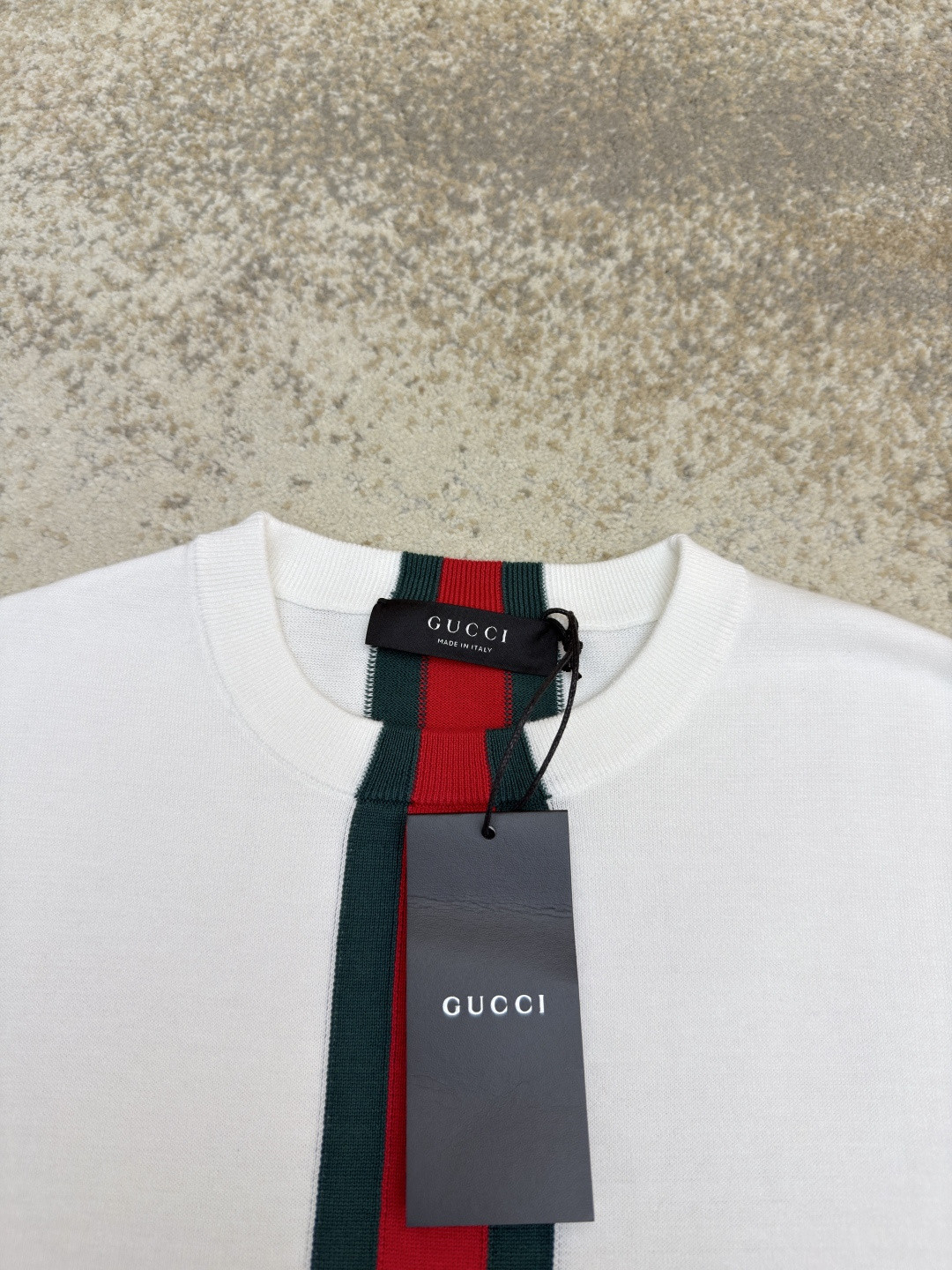 GUCCI 古驰 红绿条纹圆领针织短袖 T恤 夏季 白色 A7 875176-XKFPC-9043