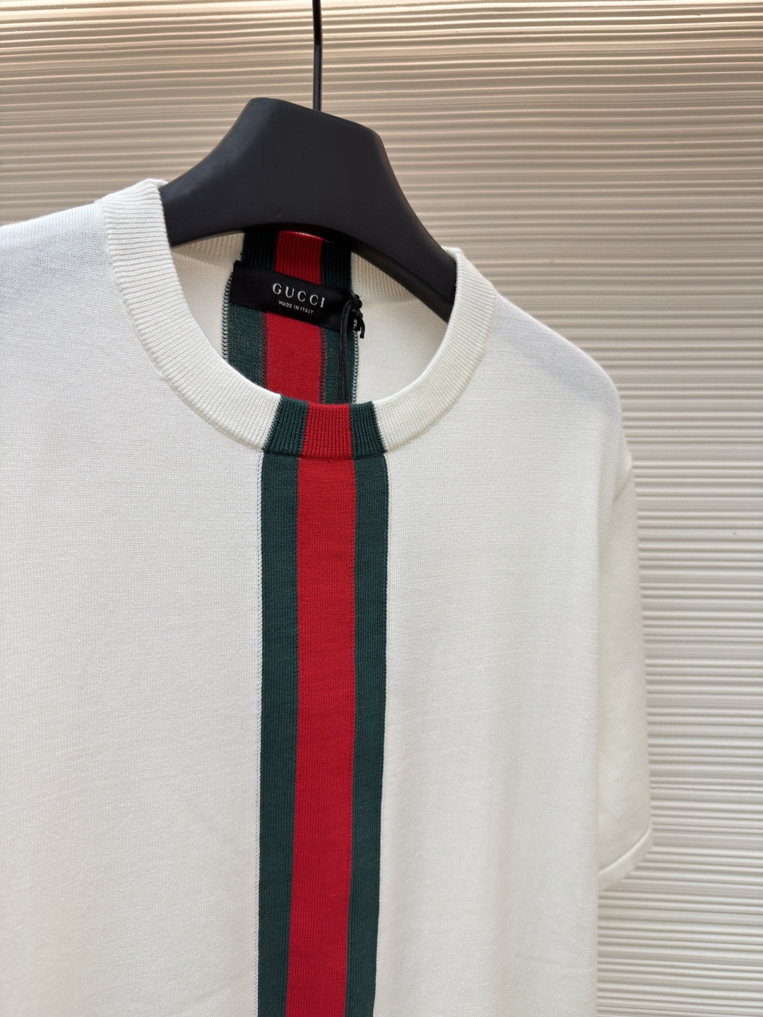 GUCCI 古驰 红绿条纹圆领针织短袖 T恤 夏季 白色 A7 875176-XKFPC-9043