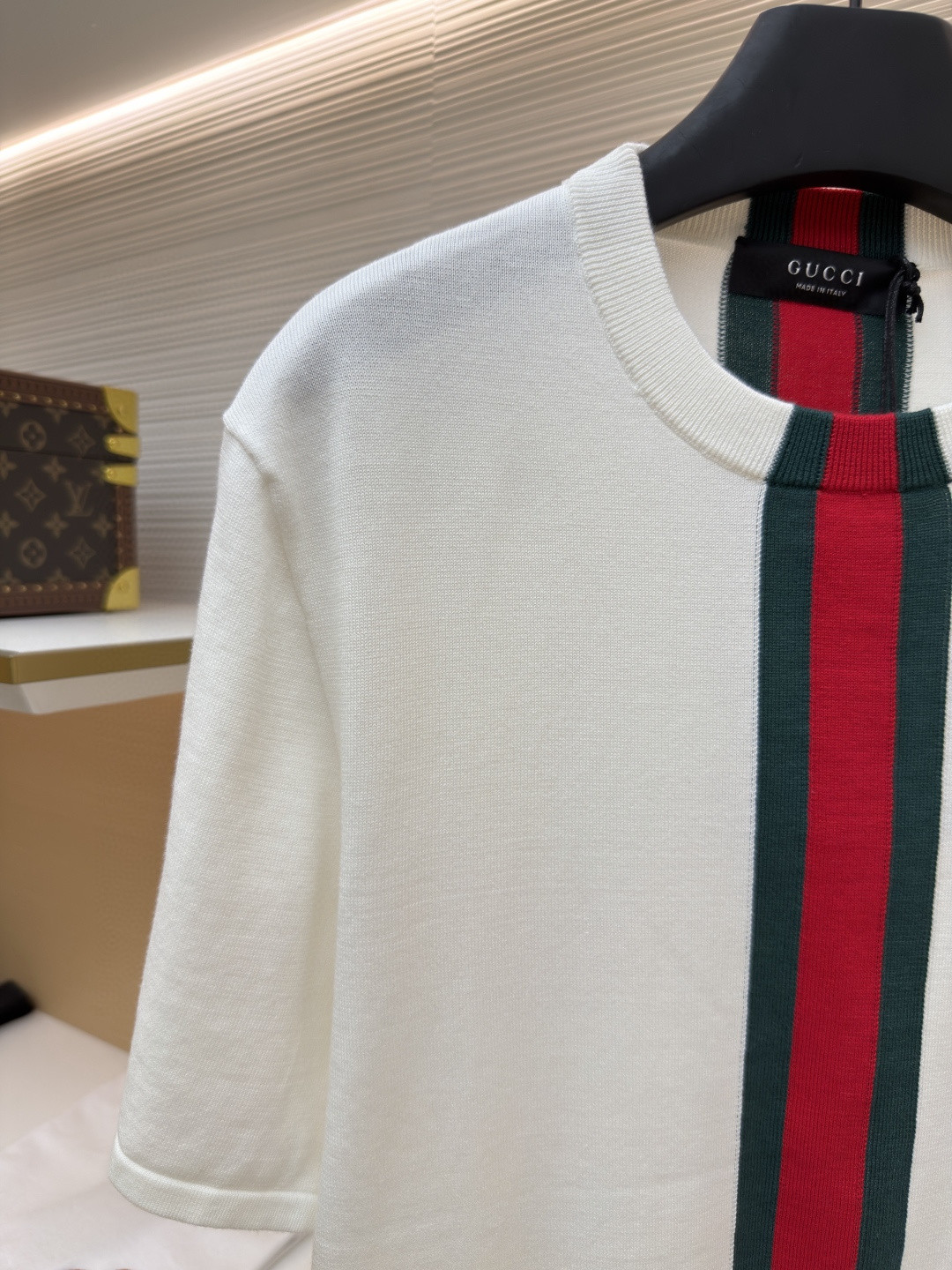 GUCCI 古驰 红绿条纹圆领针织短袖 T恤 夏季 白色 A7 875176-XKFPC-9043