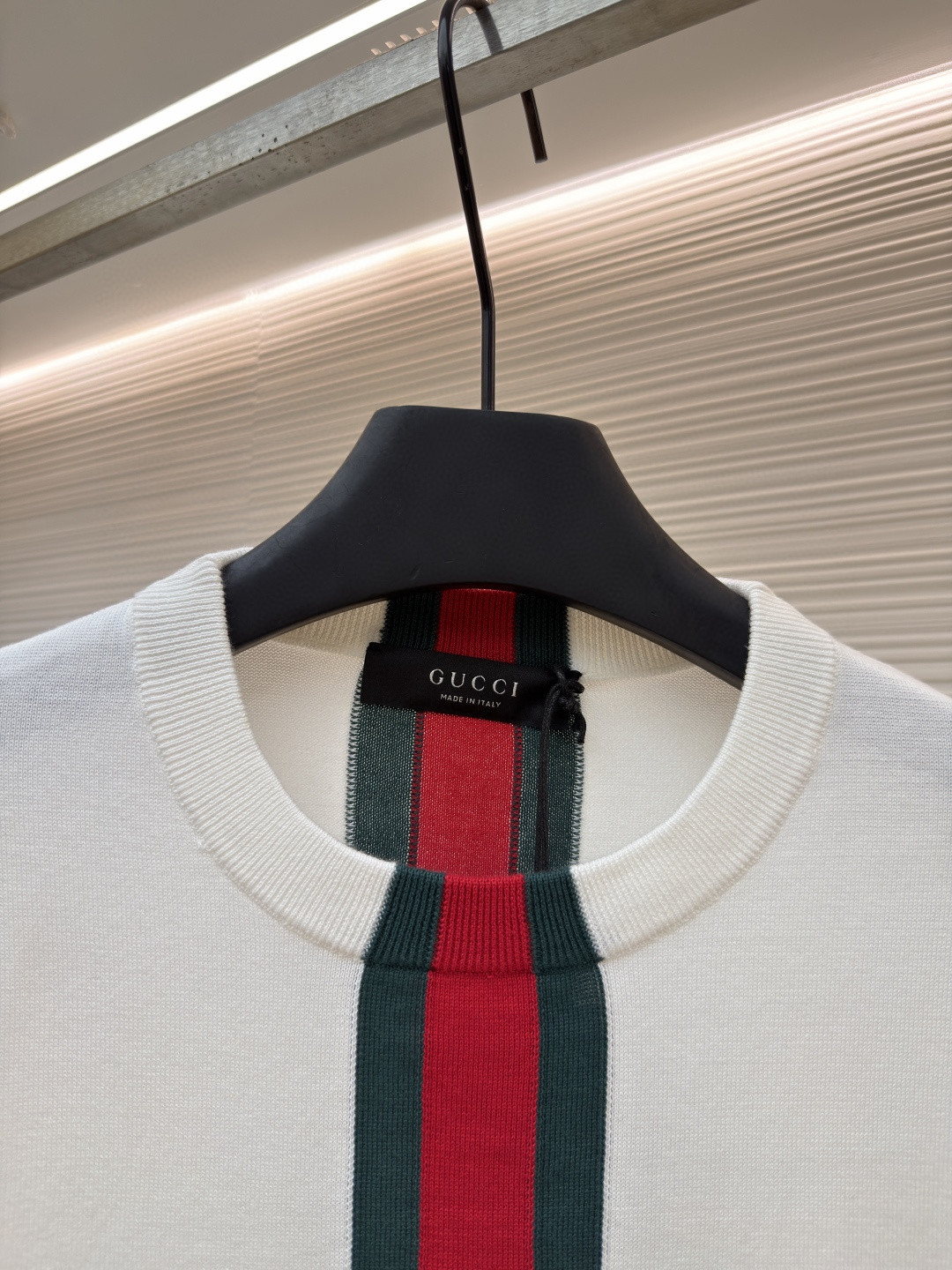 GUCCI 古驰 红绿条纹圆领针织短袖 T恤 夏季 白色 A7 875176-XKFPC-9043
