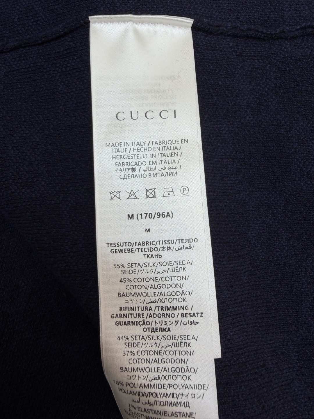 GUCCI 古驰 满印锁扣针织POLO衫 针织衫 夏季 短袖 藏蓝色 B0 