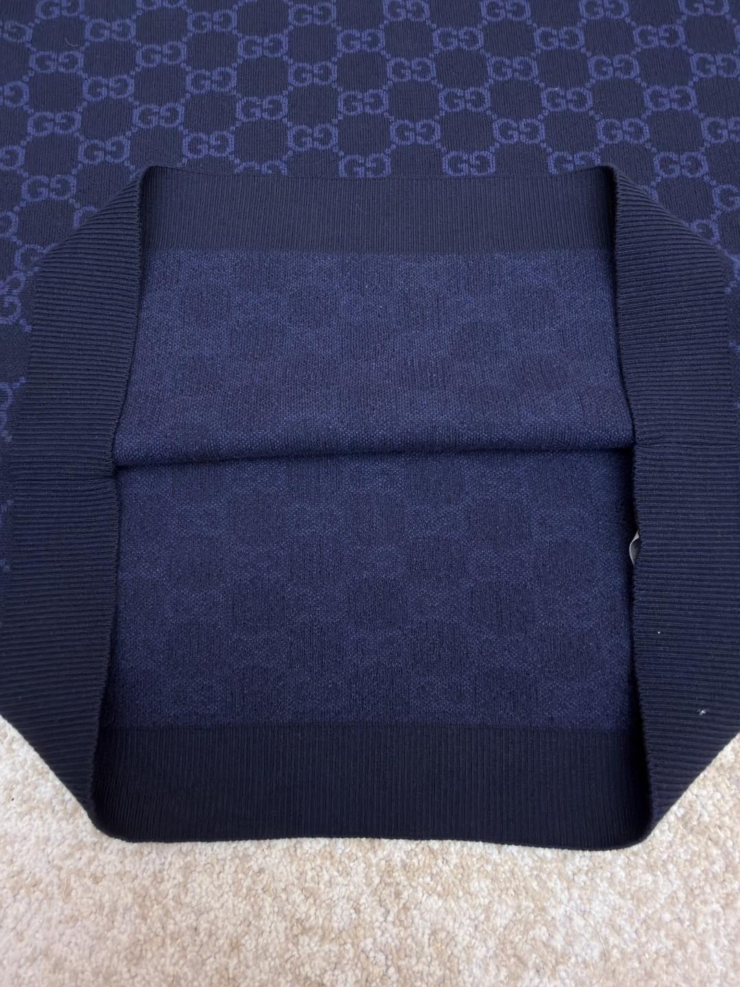 GUCCI 古驰 满印锁扣针织POLO衫 针织衫 夏季 短袖 藏蓝色 B0 