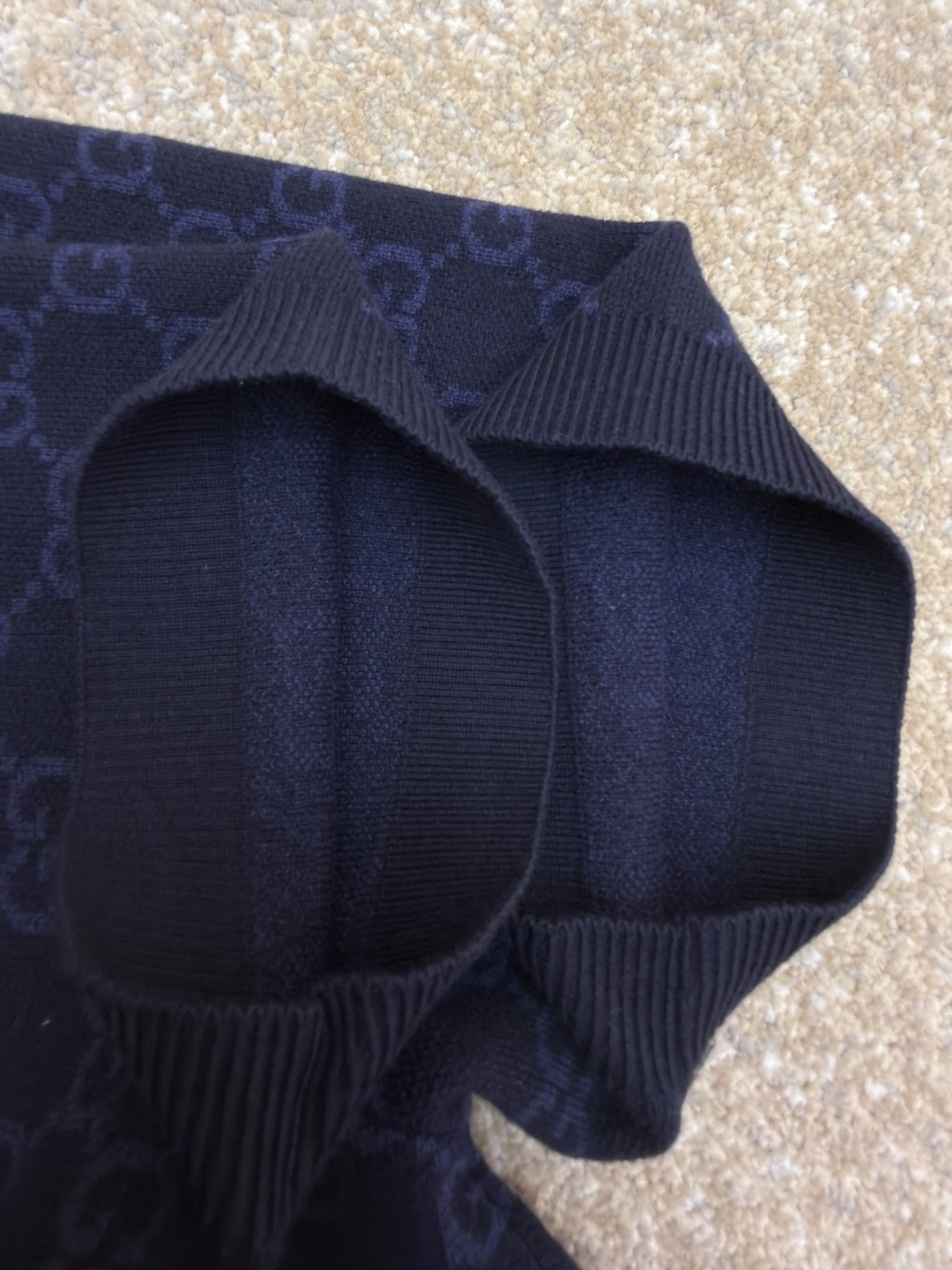 GUCCI 古驰 满印锁扣针织POLO衫 针织衫 夏季 短袖 藏蓝色 B0 